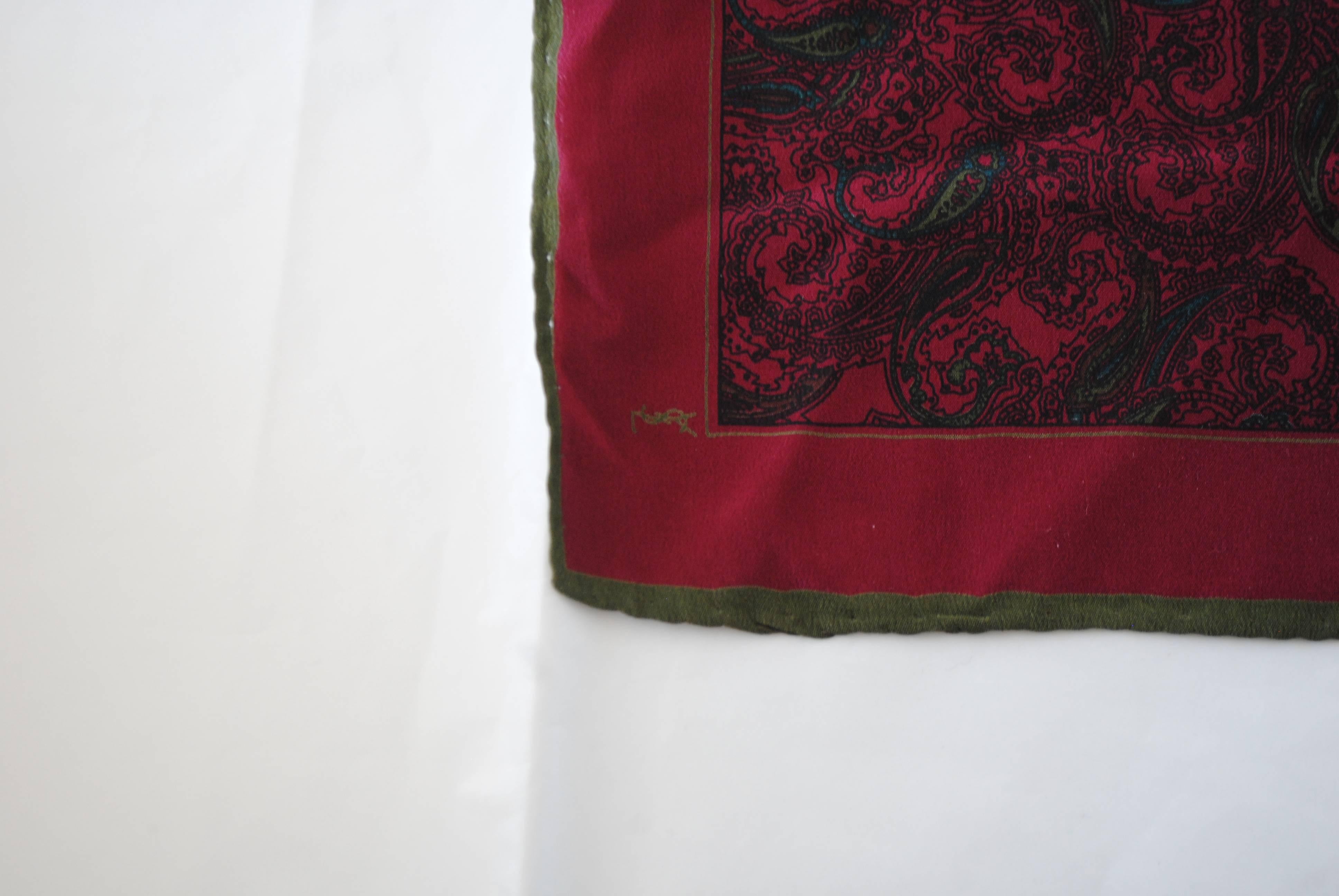 Brown Yves Saint Laurent multicolour silk handkerchief For Sale