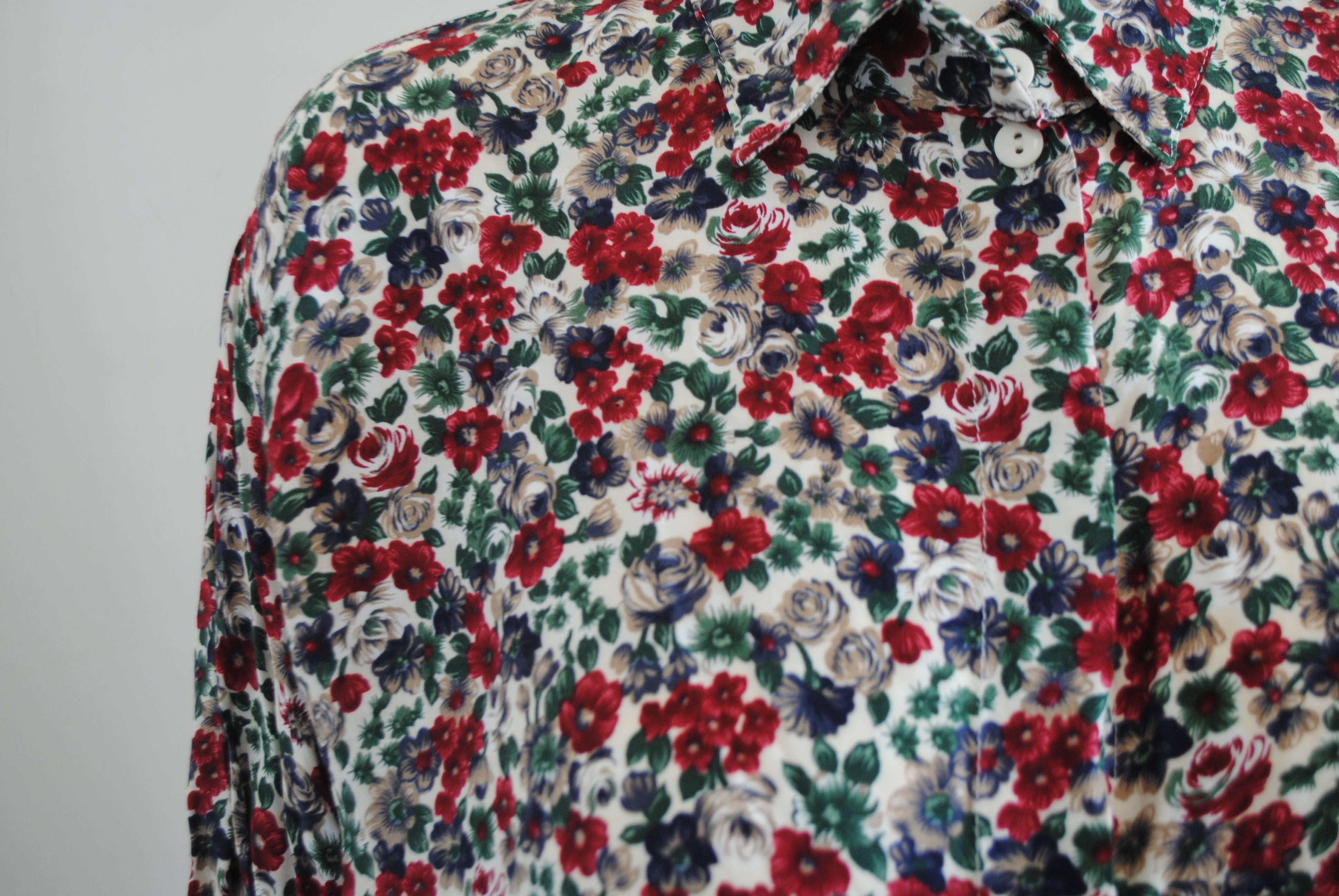 1990s Bonta white flowers Shirt In Excellent Condition For Sale In Capri, IT