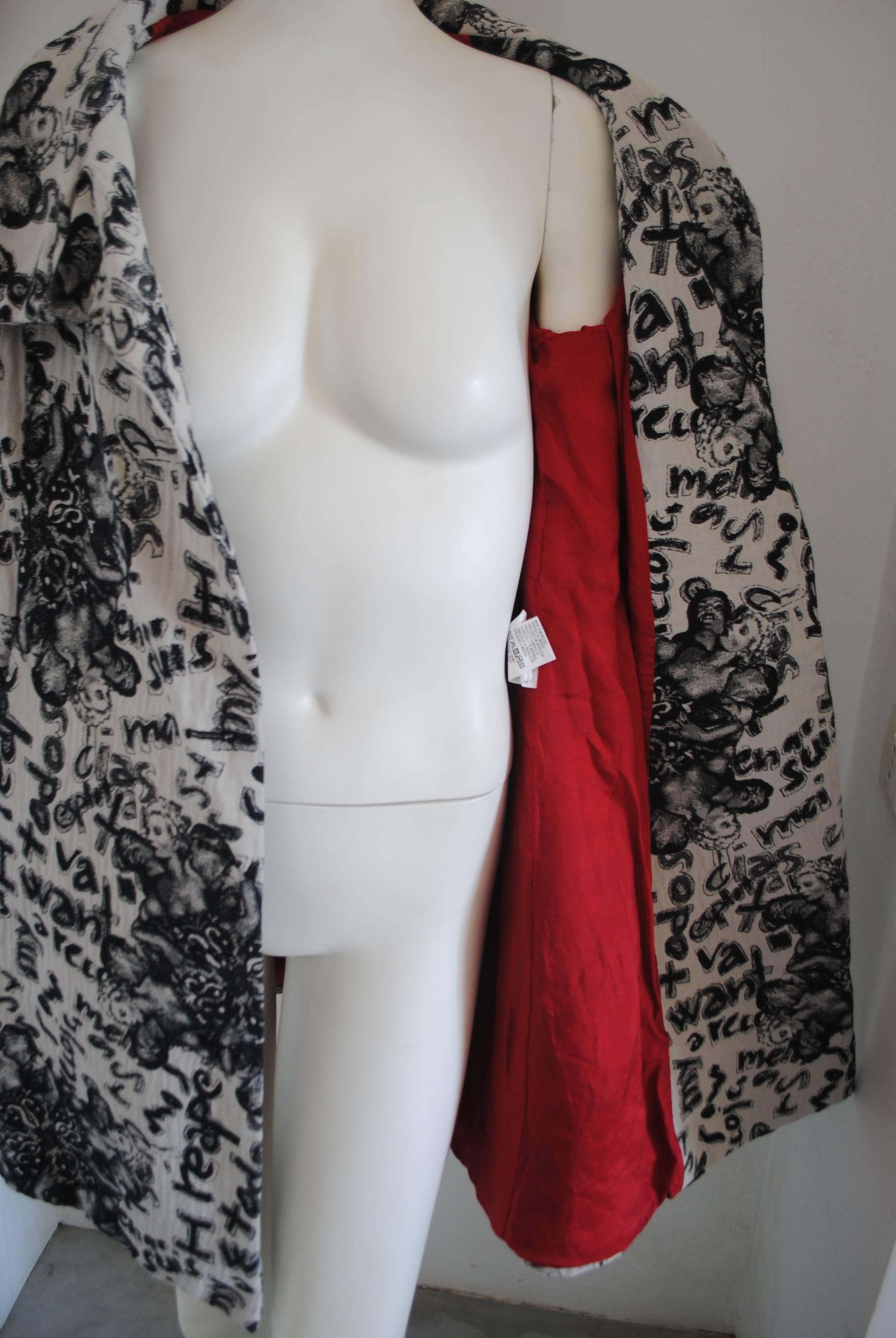 Desigual Black White Cotton Coat In Excellent Condition In Capri, IT