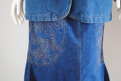 1980s Lancetti Denim Skirt Suit