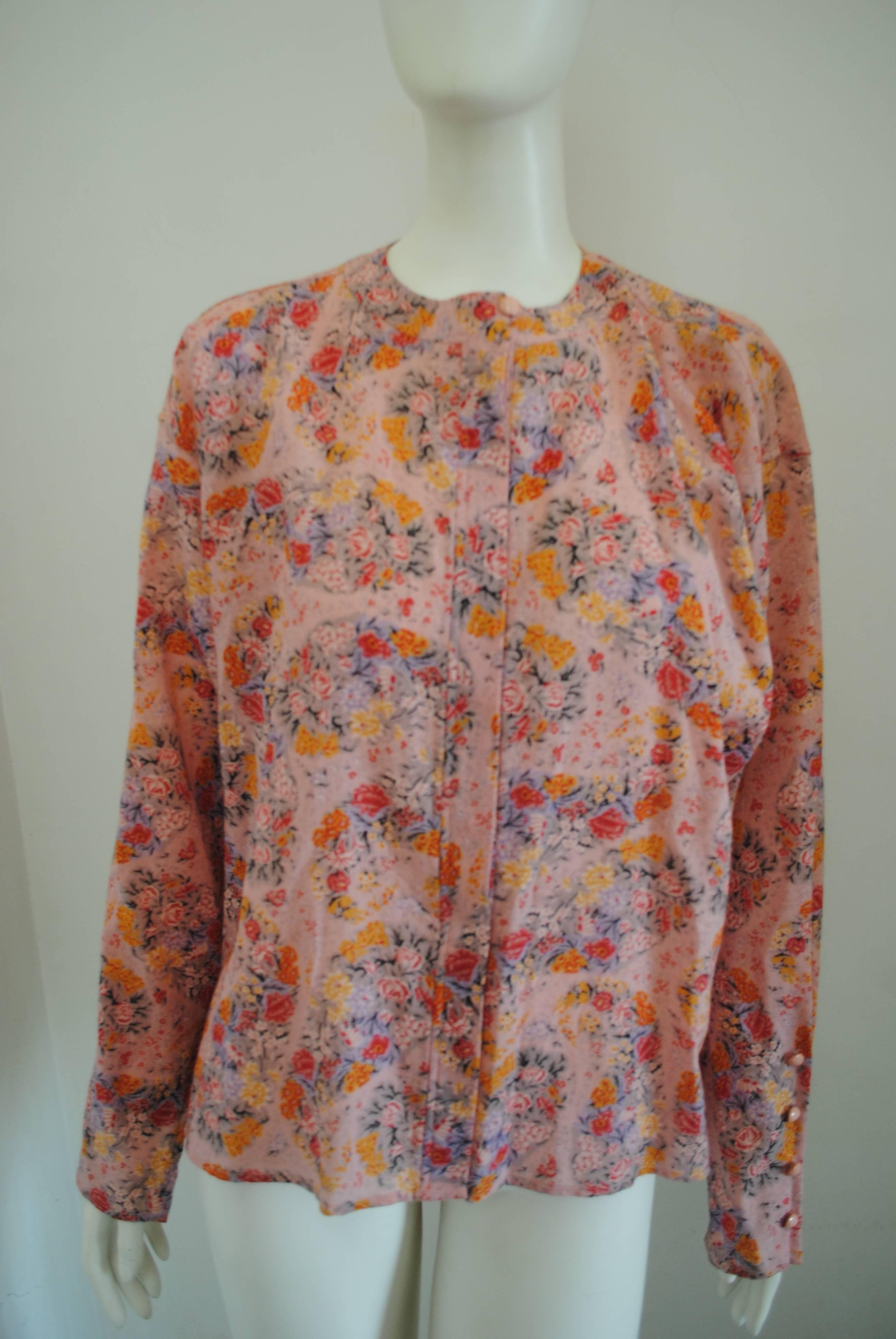 Brown Ungaro Solo Donna Paris Wool Flower Shirt For Sale