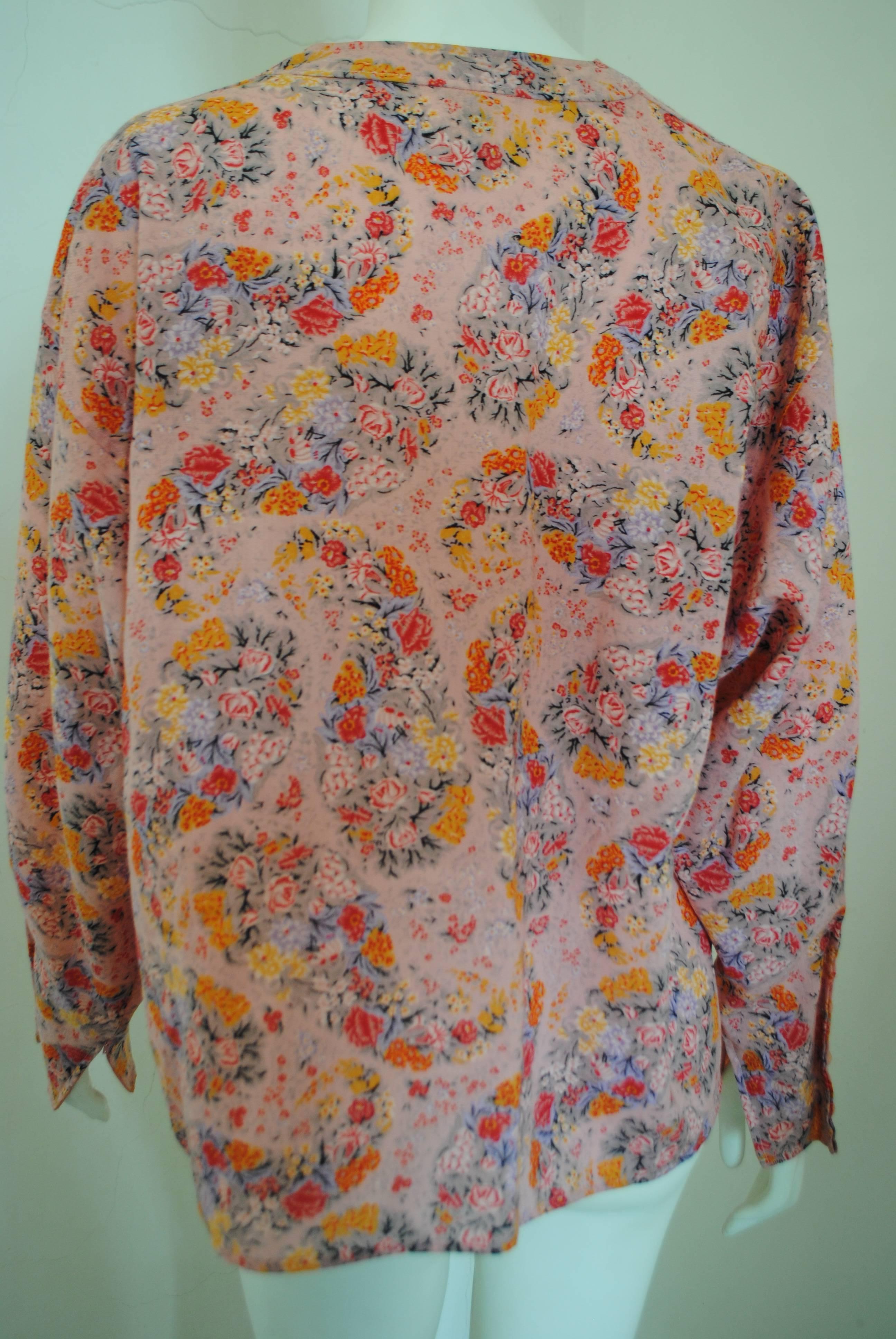 Ungaro Solo Donna Paris Wool Flower Shirt For Sale 1