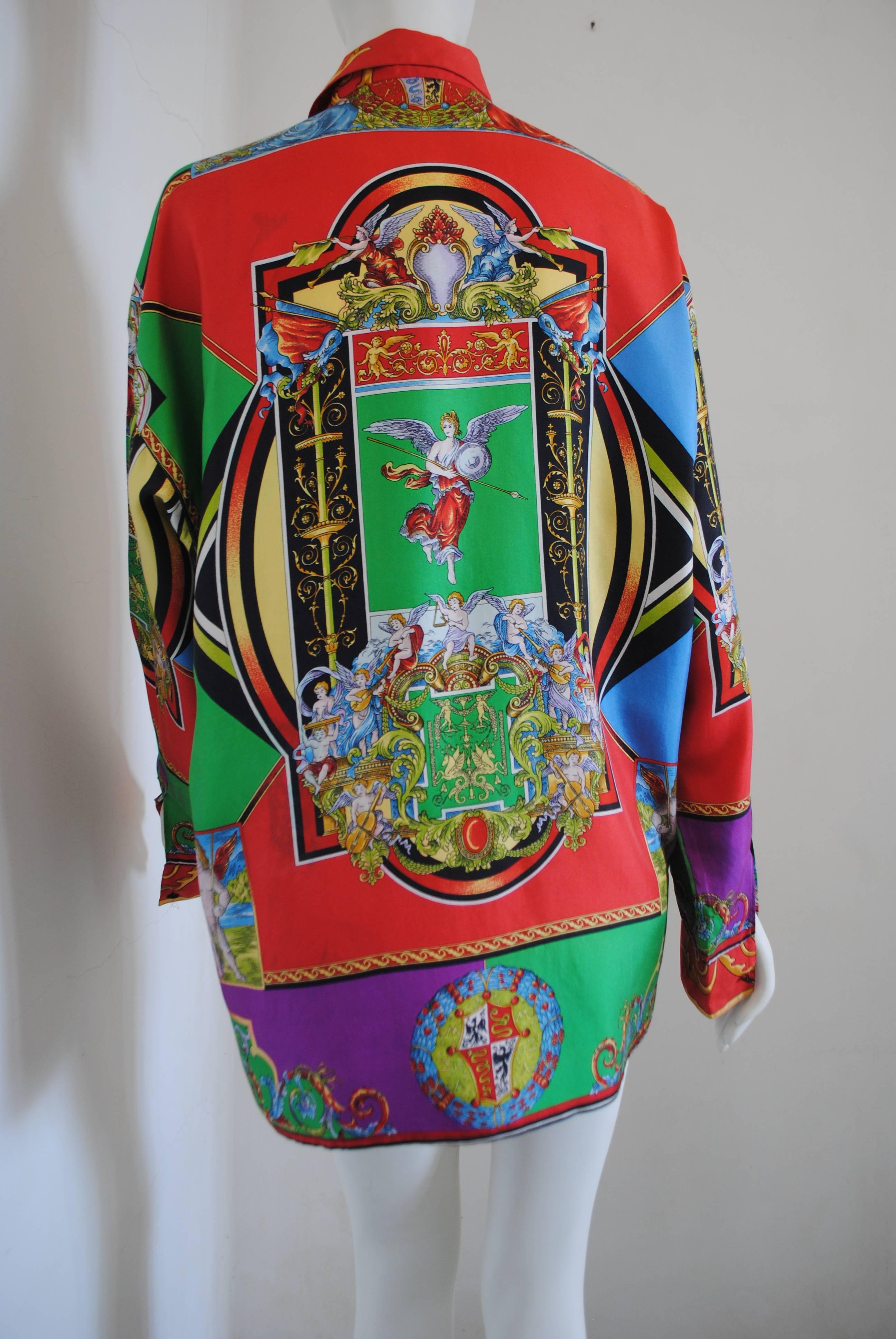 Women's or Men's Gianni Versace multicoloured silk print shirt