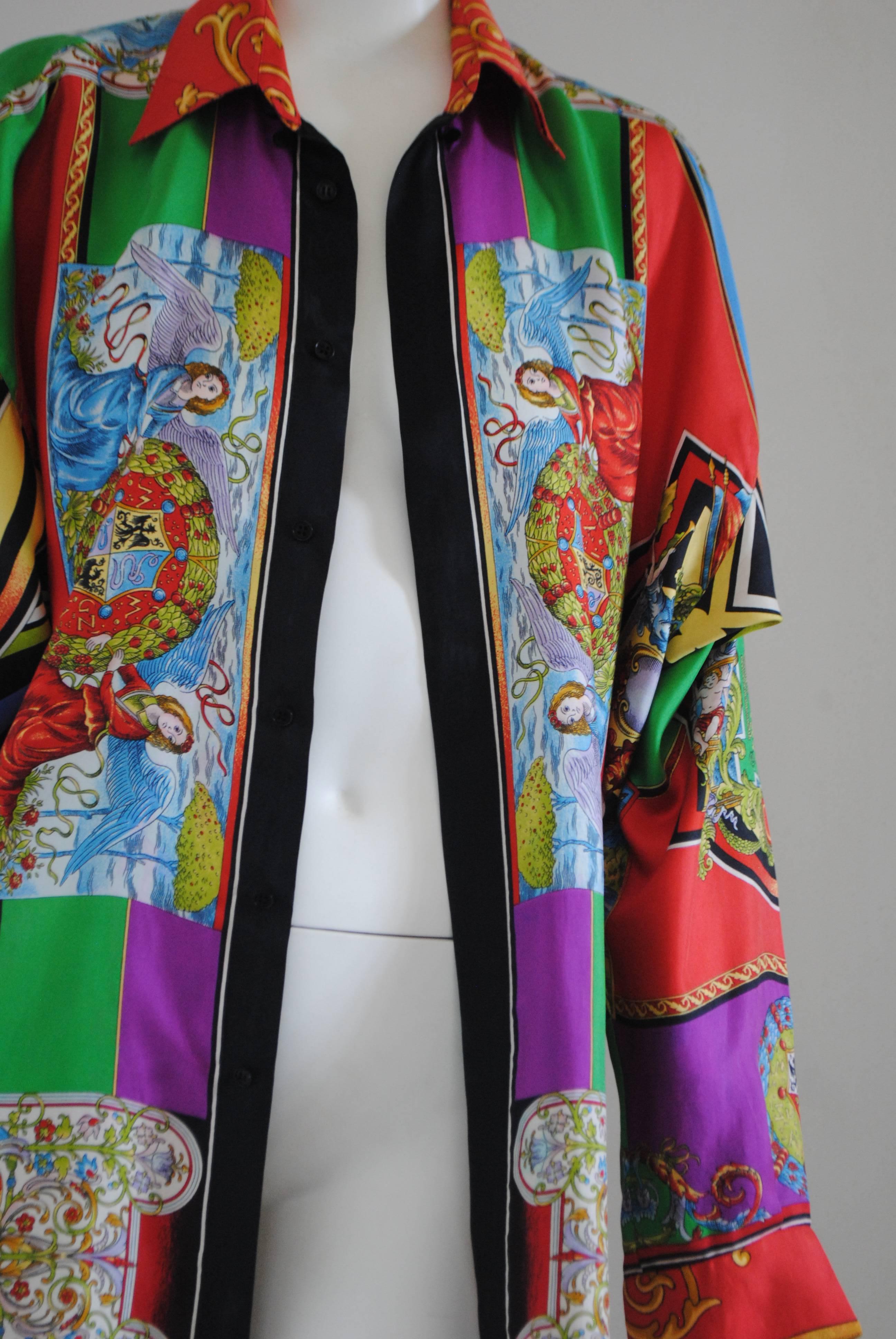 Gianni Versace multicoloured silk print shirt 1