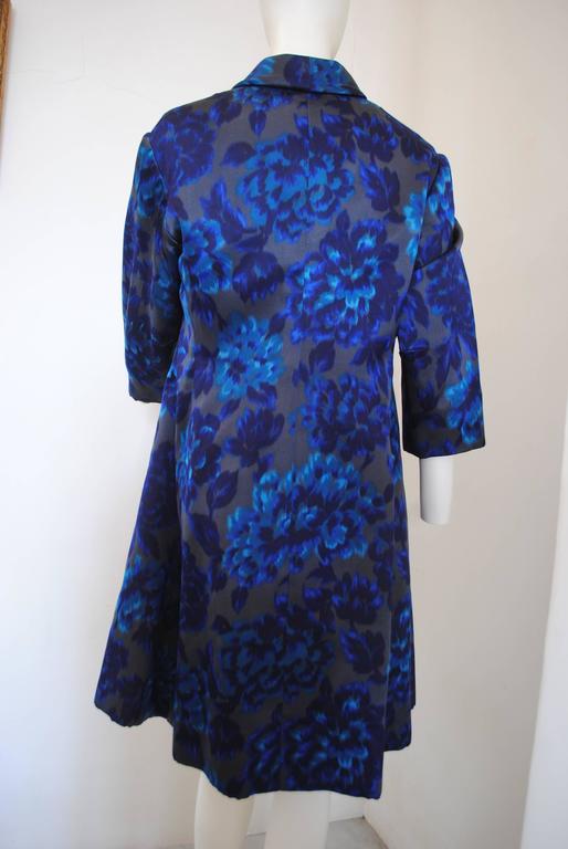 Eugenia Roma Anthracite Blu Flowers Coat at 1stDibs