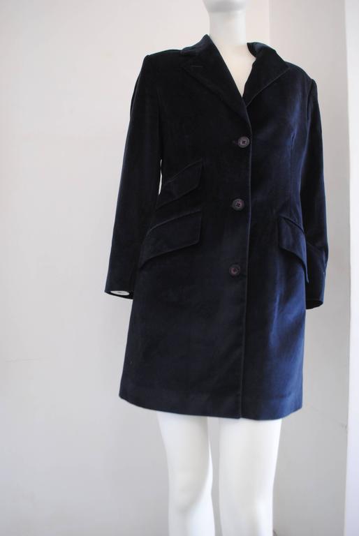 Black 1980s Jean-Charles De Castelbajac Blu Velvet Coat For Sale