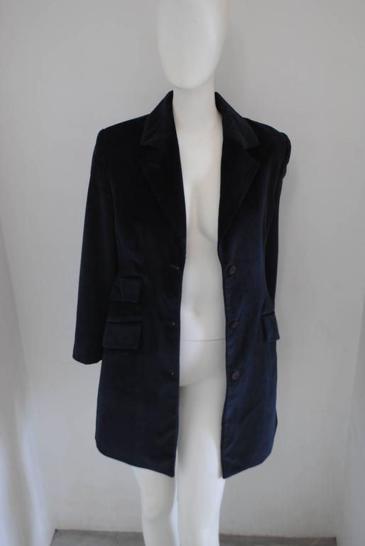 1980s Jean-Charles De Castelbajac Blu Velvet Coat For Sale 5