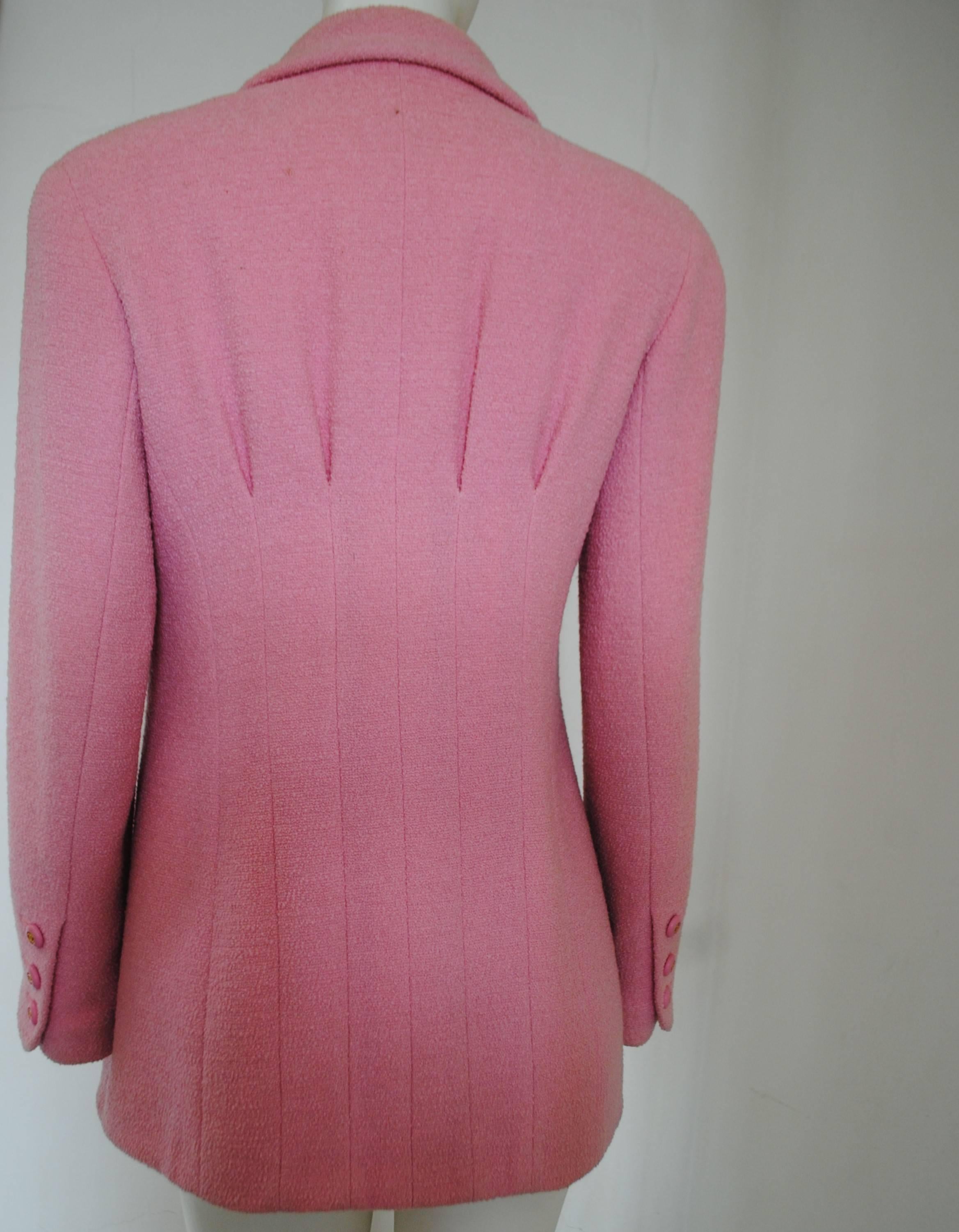 1992 Chanel Pink Boucle Wool Jacket 4