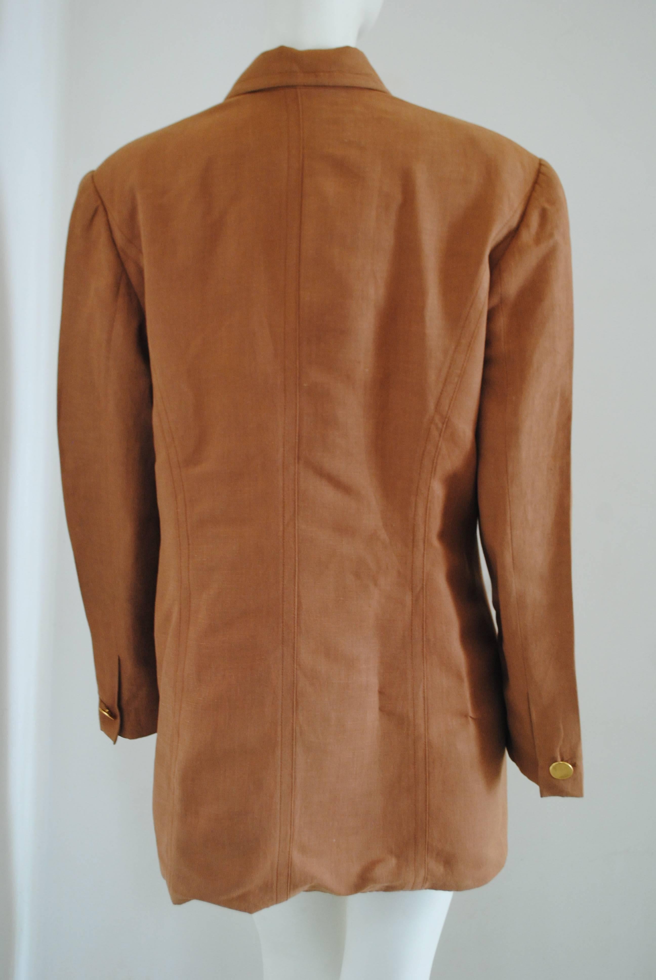 Louis Féraud Brown Gold hw Jacket In Excellent Condition In Capri, IT