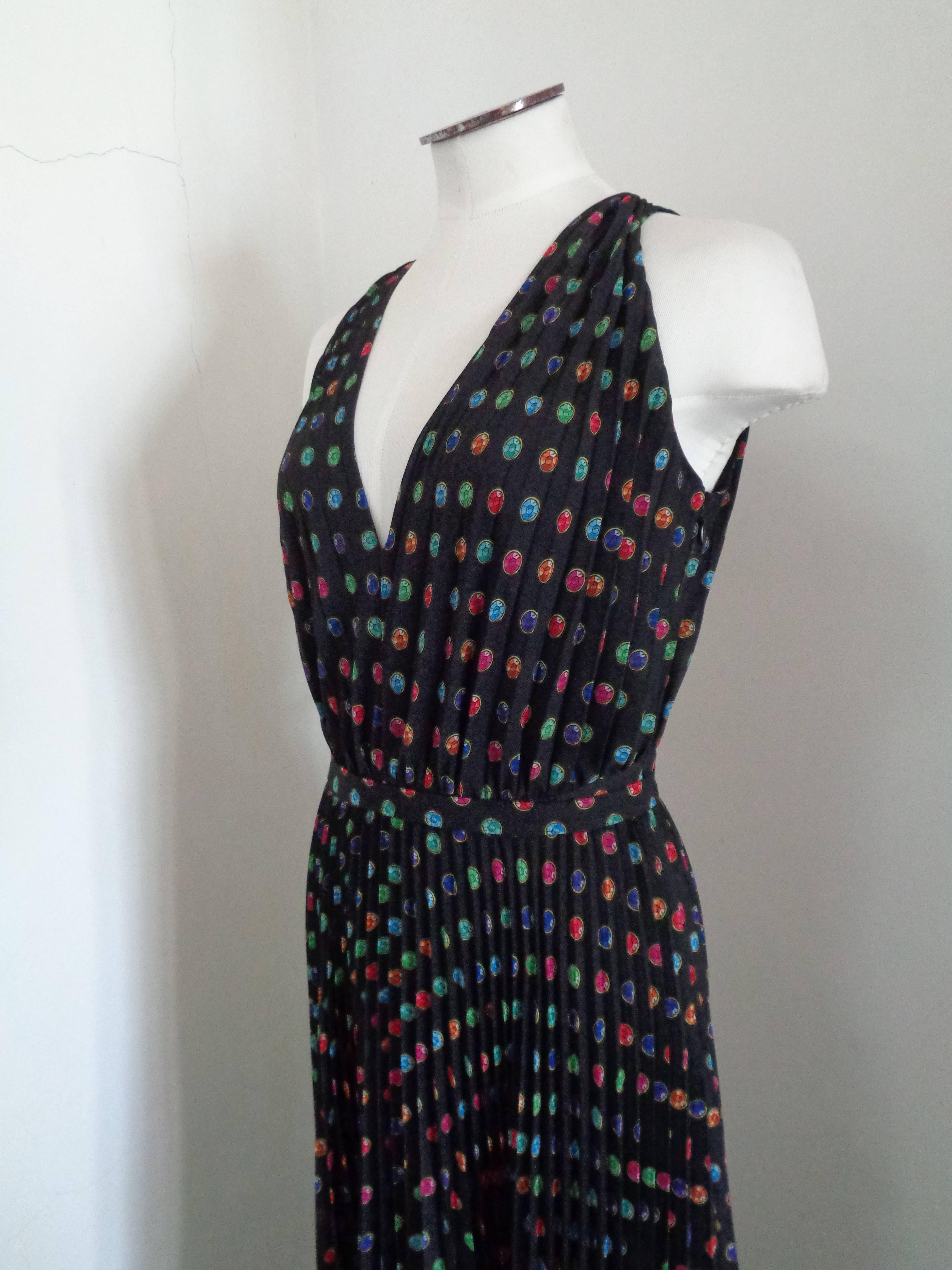 Boutique Moschino Black Long Dress Swarovski Print NWOT 2
