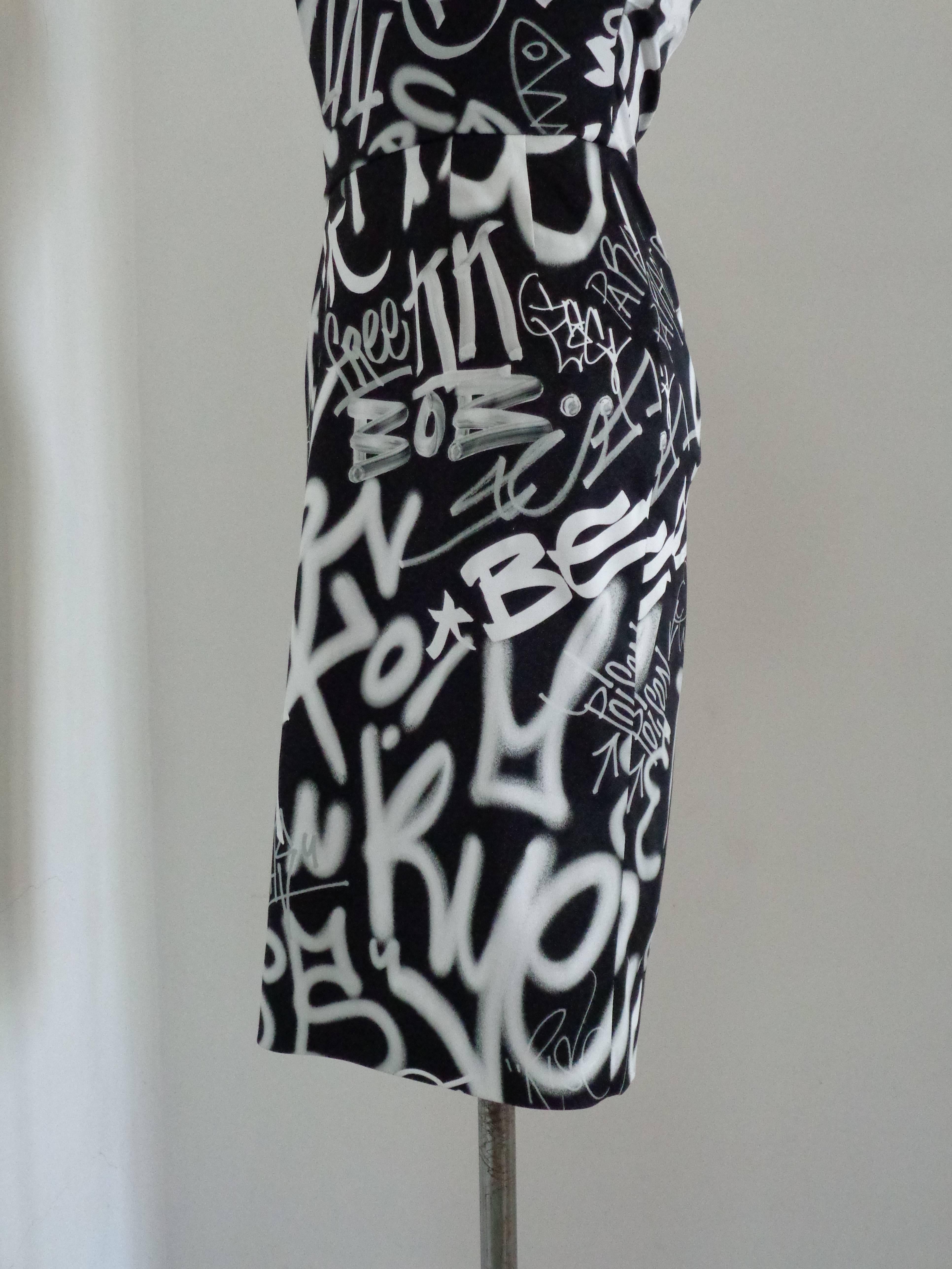 black and white graffiti dress