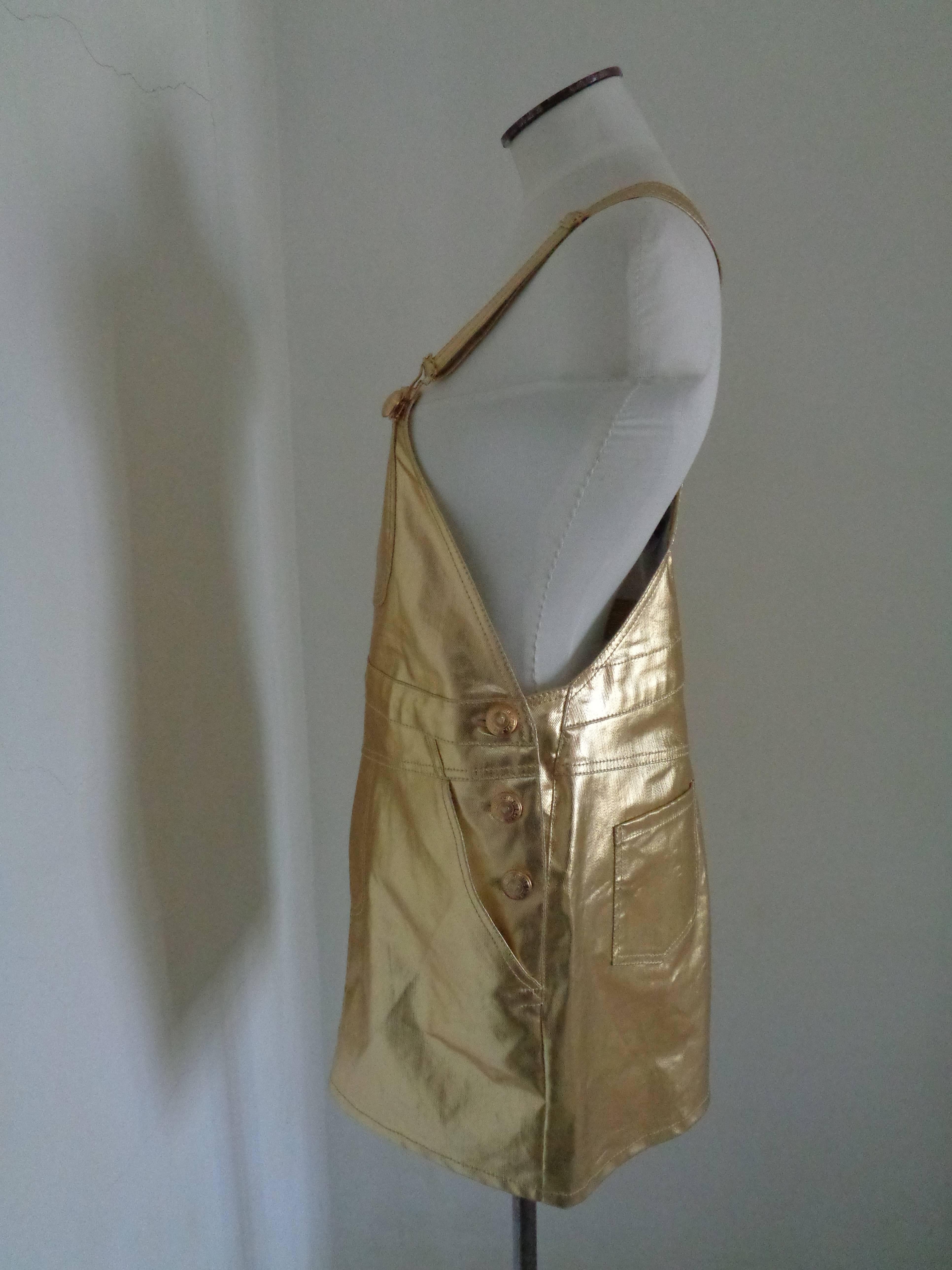 Moschino Couture Overall Gold Salopette NWOT 2