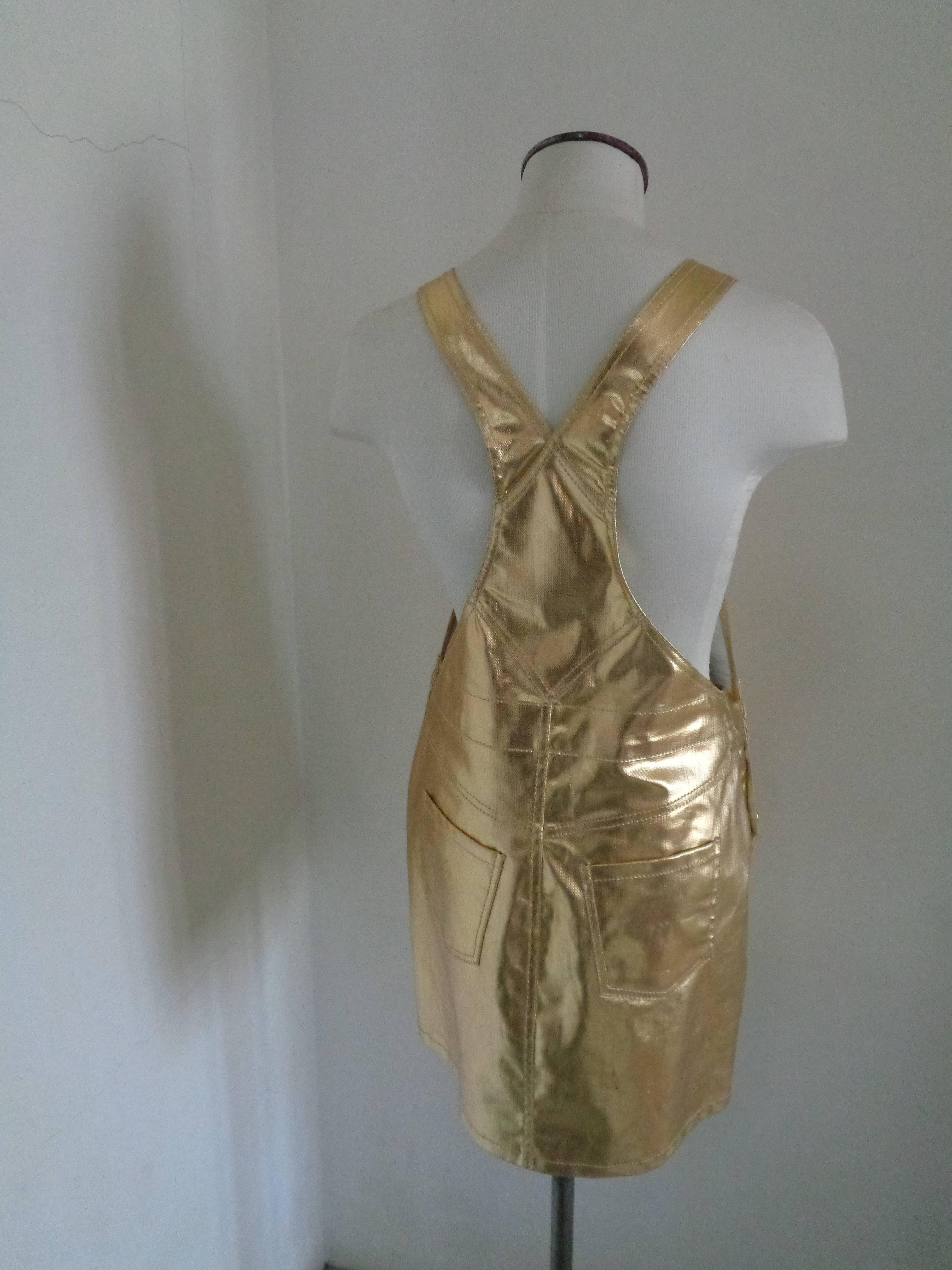 Moschino Couture Overall Gold Salopette NWOT In New Condition In Capri, IT