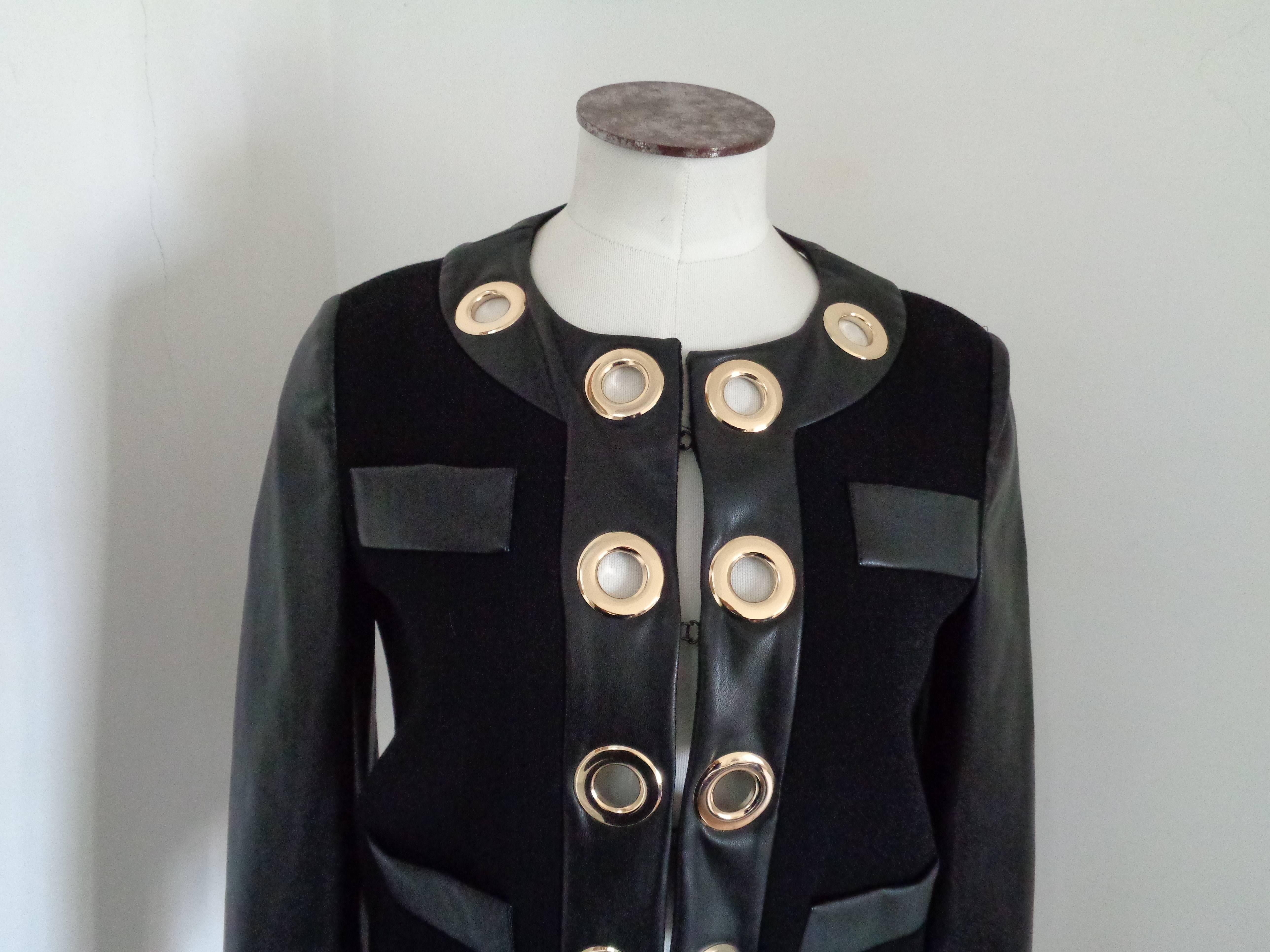 Black Moschino Boutique Wool bomber with macro eyelets NWOT