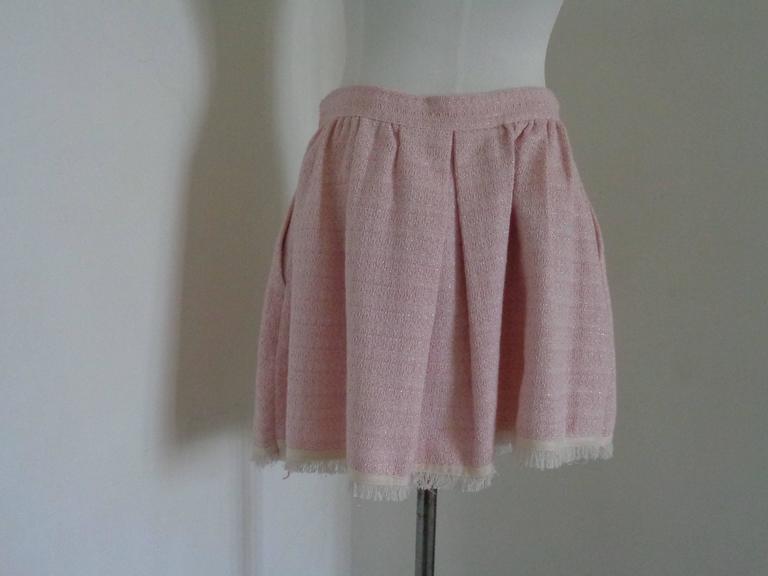 1980s Noshua Pink Skirt with fringes For Sale at 1stDibs