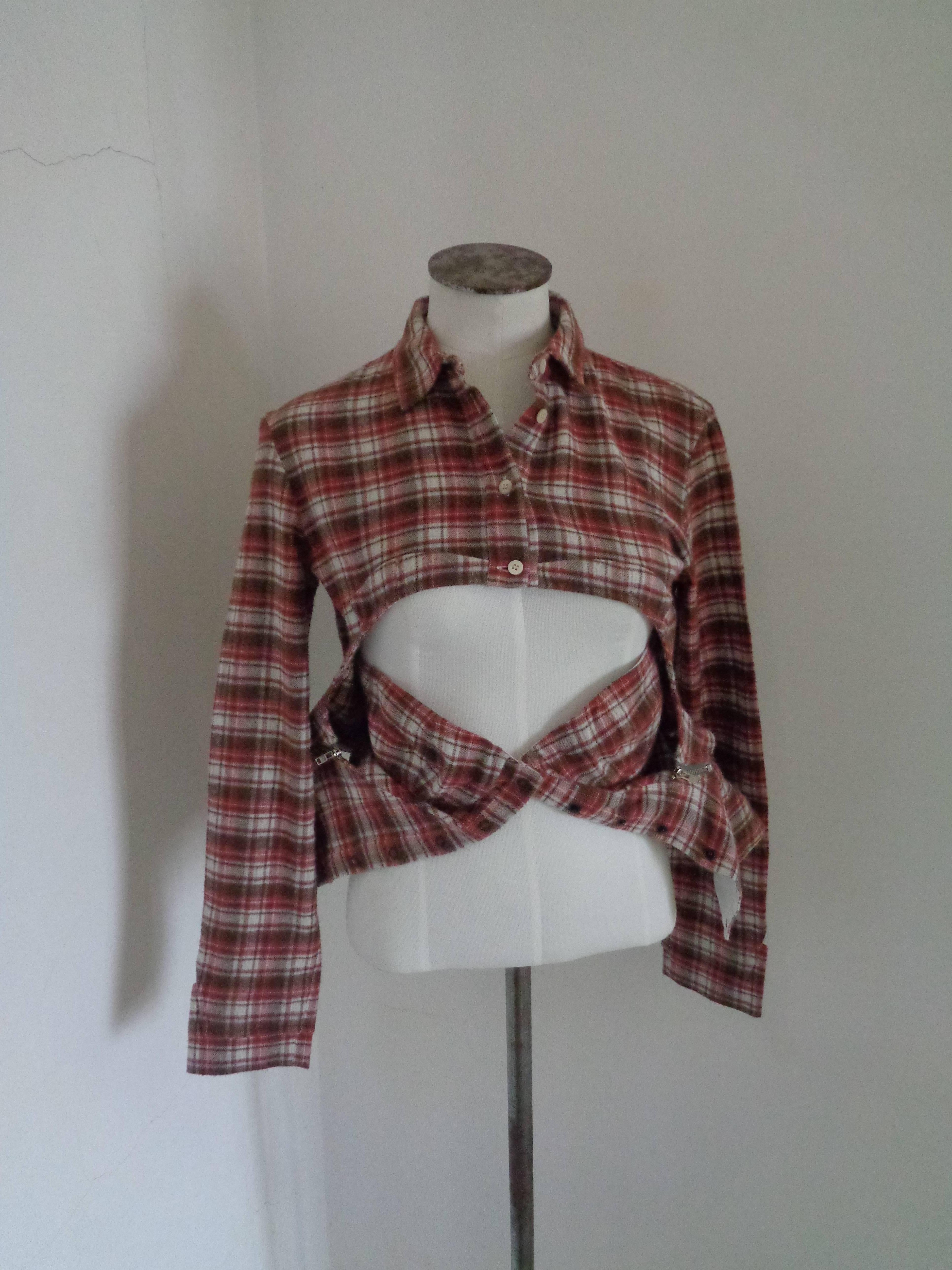 Hussey Chalayan Tartan Cotton Shirt Corset  In Excellent Condition In Capri, IT
