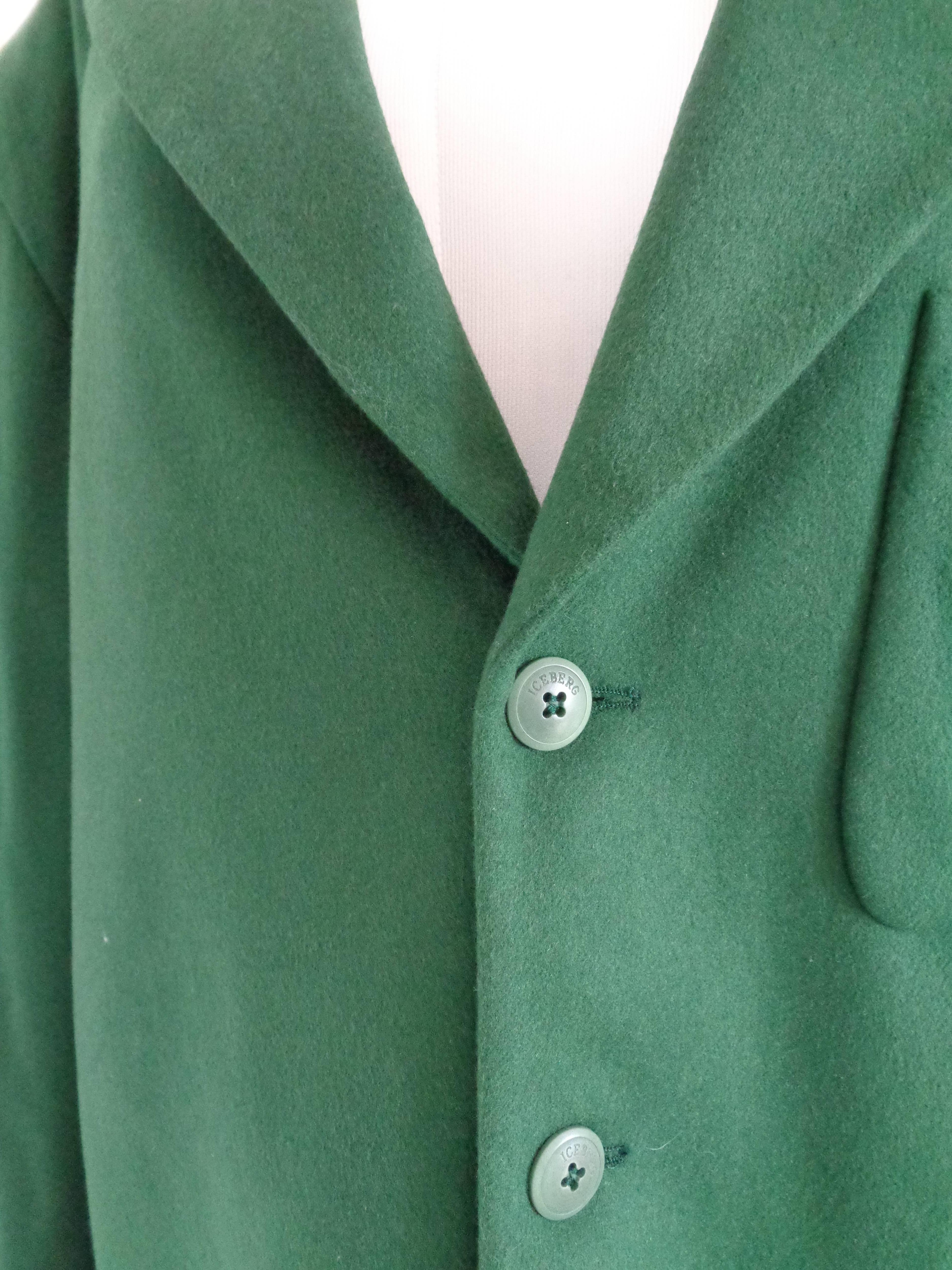 Black 1990s Iceberg Green Wool Pluto Coat 