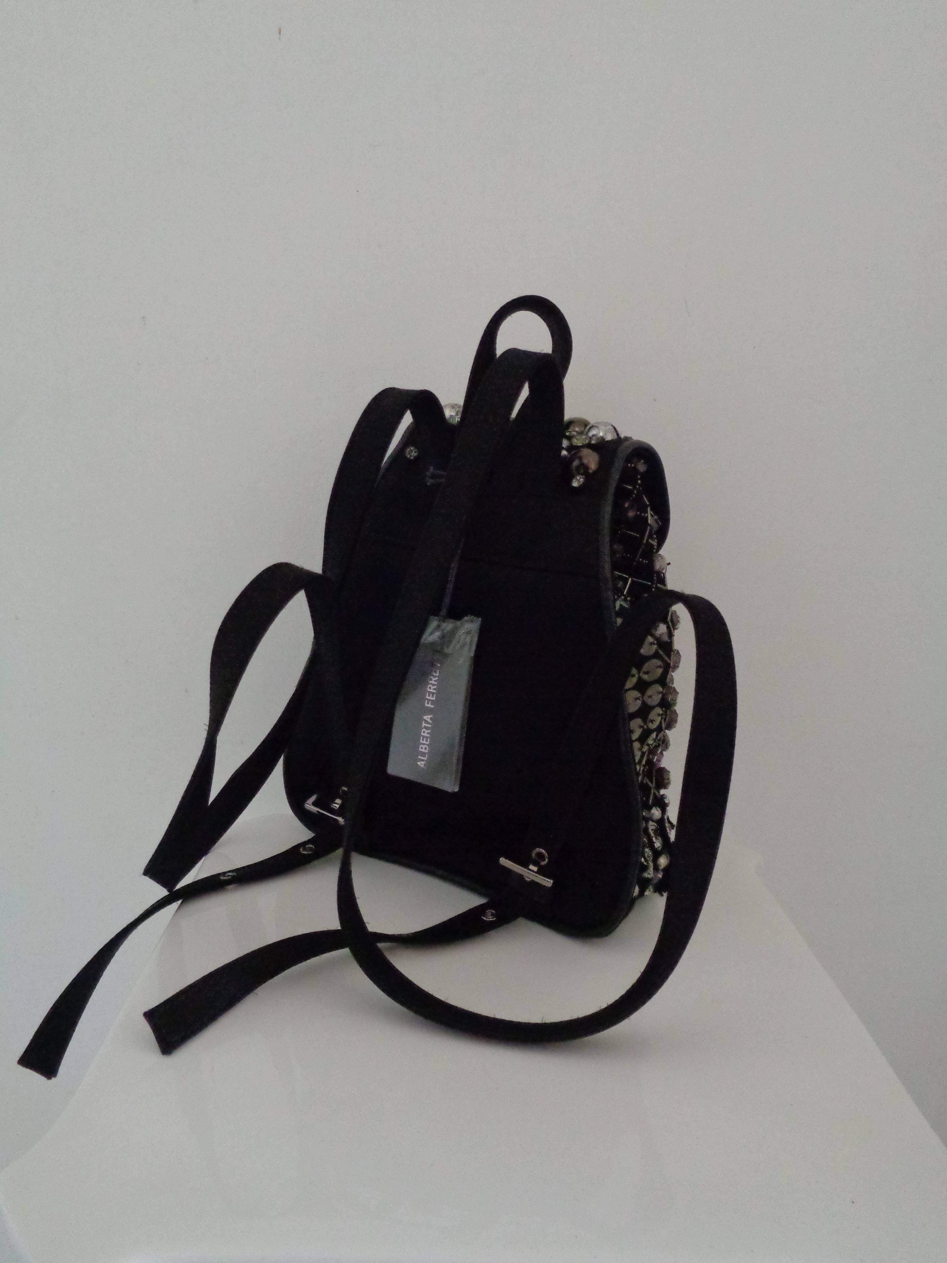 Sold Out - Alberta Ferretti Black with Swarovski Backpack NWOT In New Condition In Capri, IT