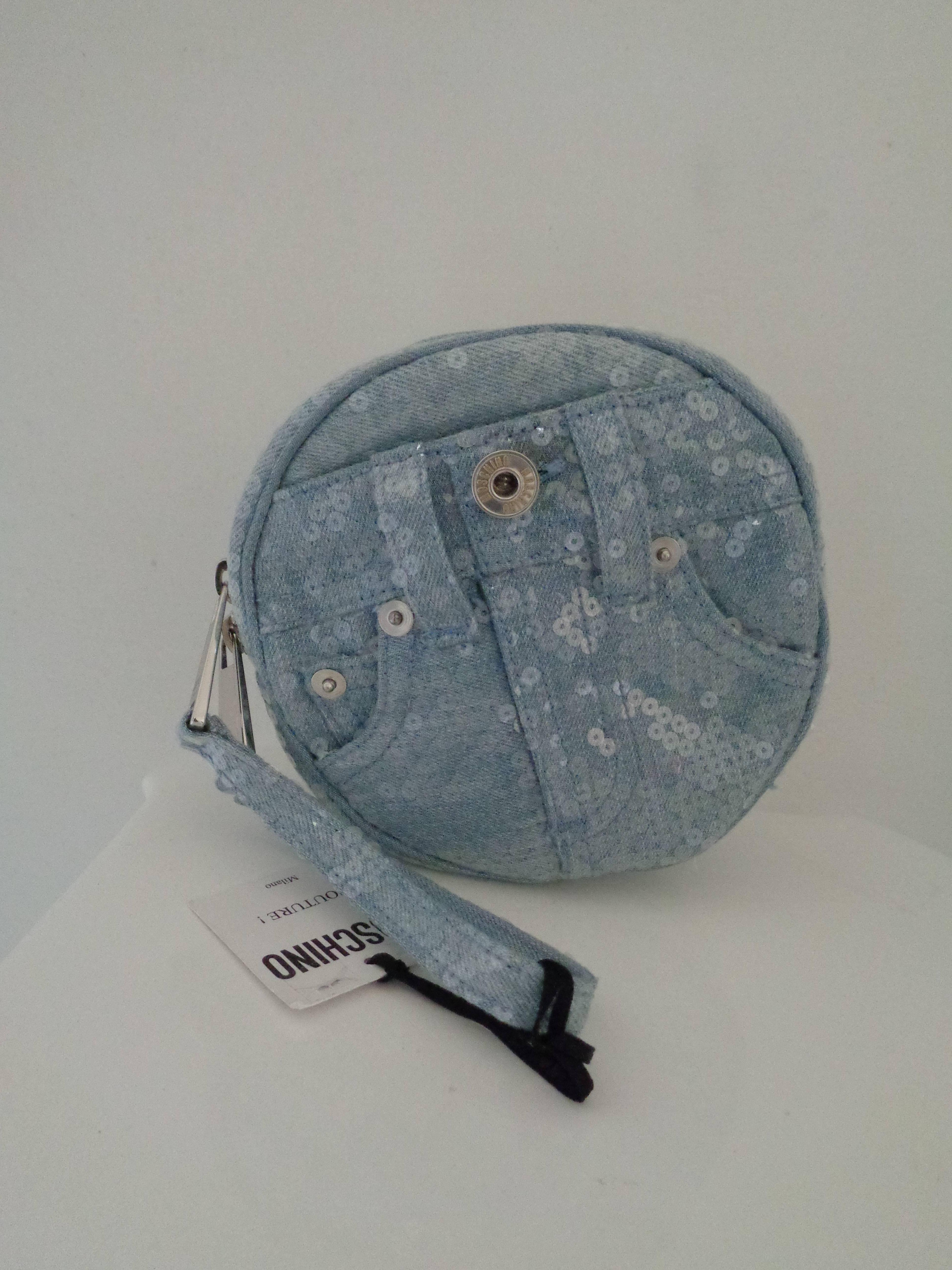 Gray Moschino Couture Denim Sequins bag NWOT