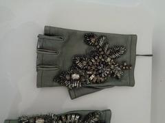 Alberta Ferretti Grey with Swarovski Gloves NWOT