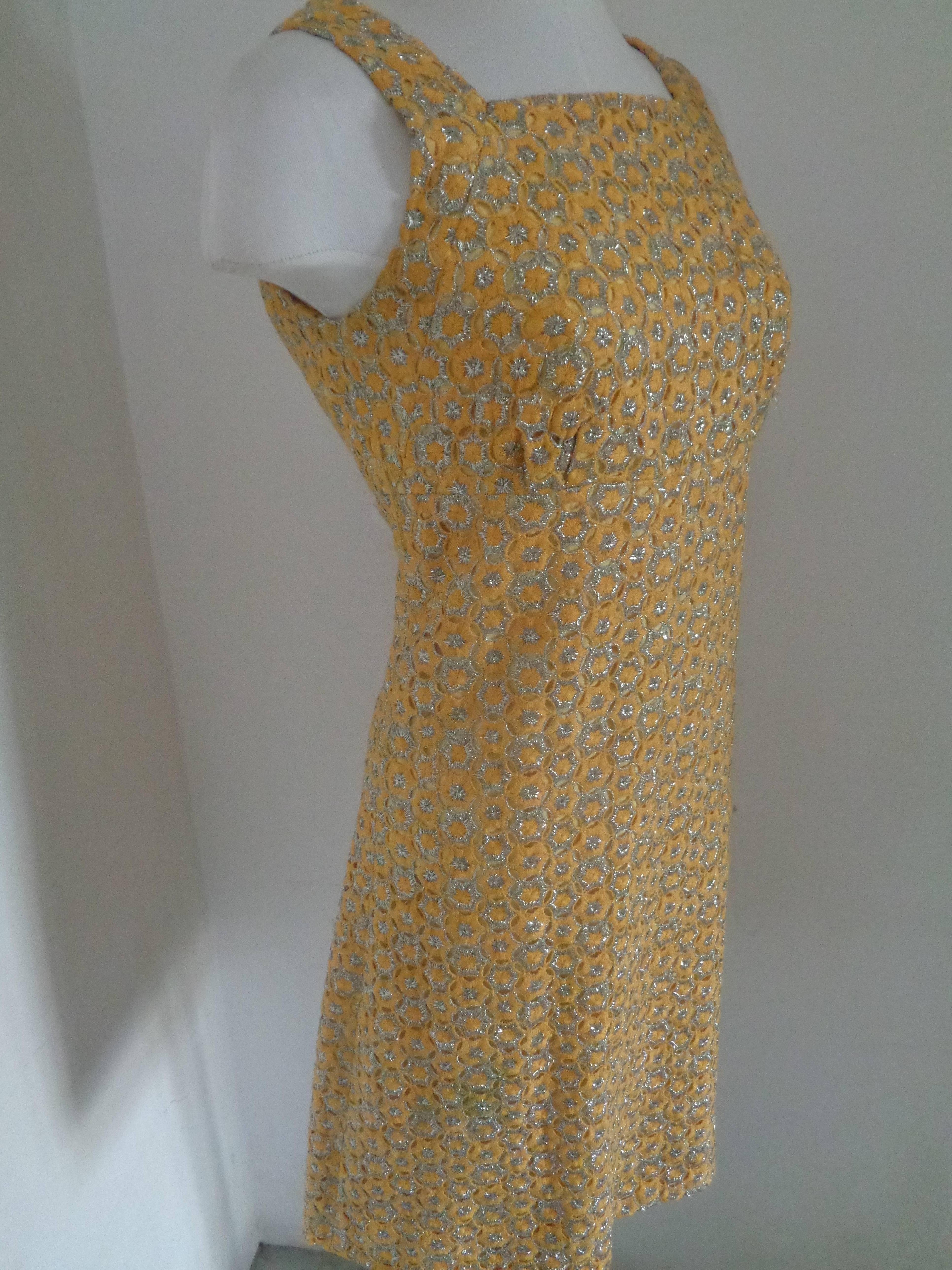 Brown Carlo Caverni Yellow Silver Dress For Sale