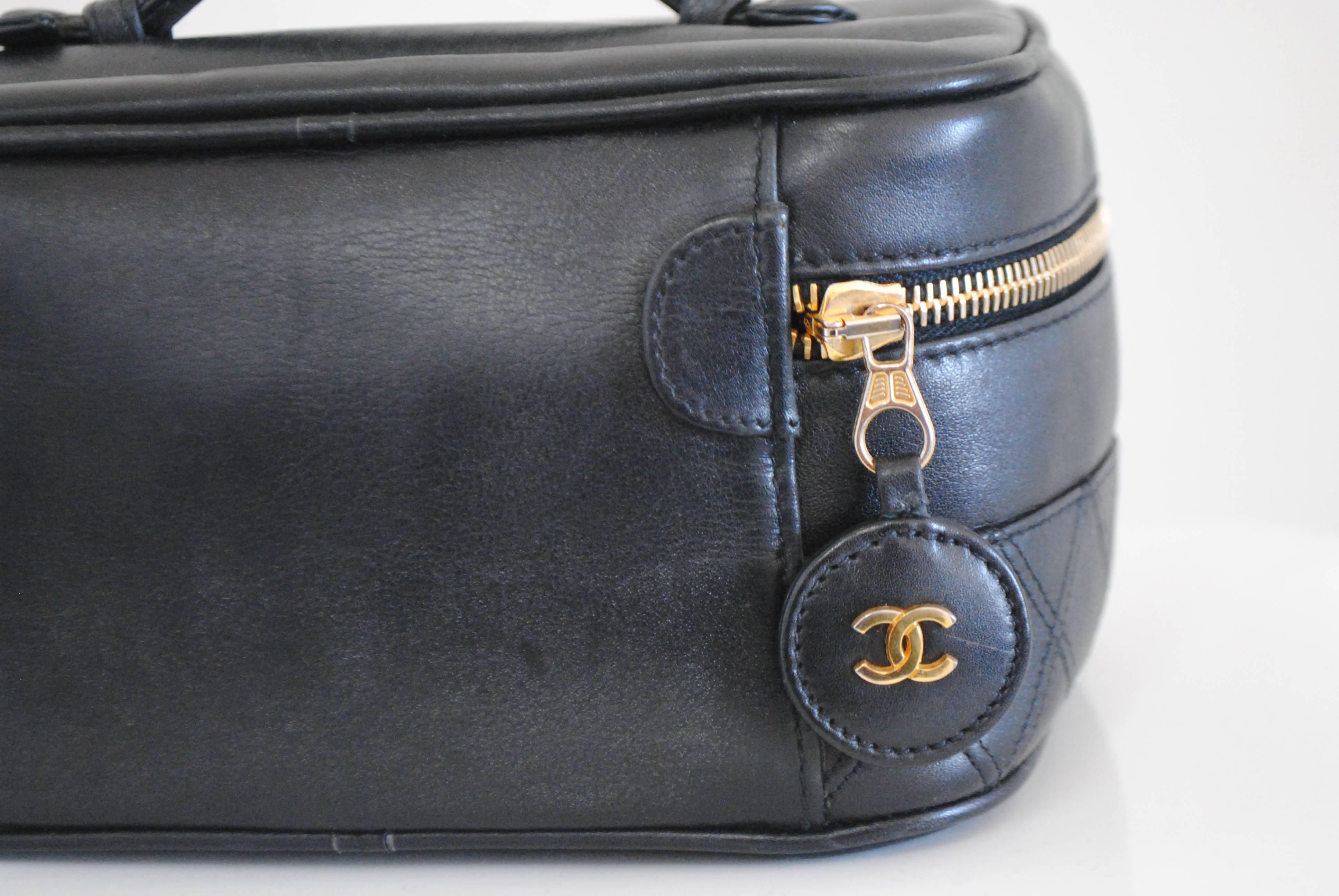 1994-1996 Chanel Black Leather Beauty Case 1