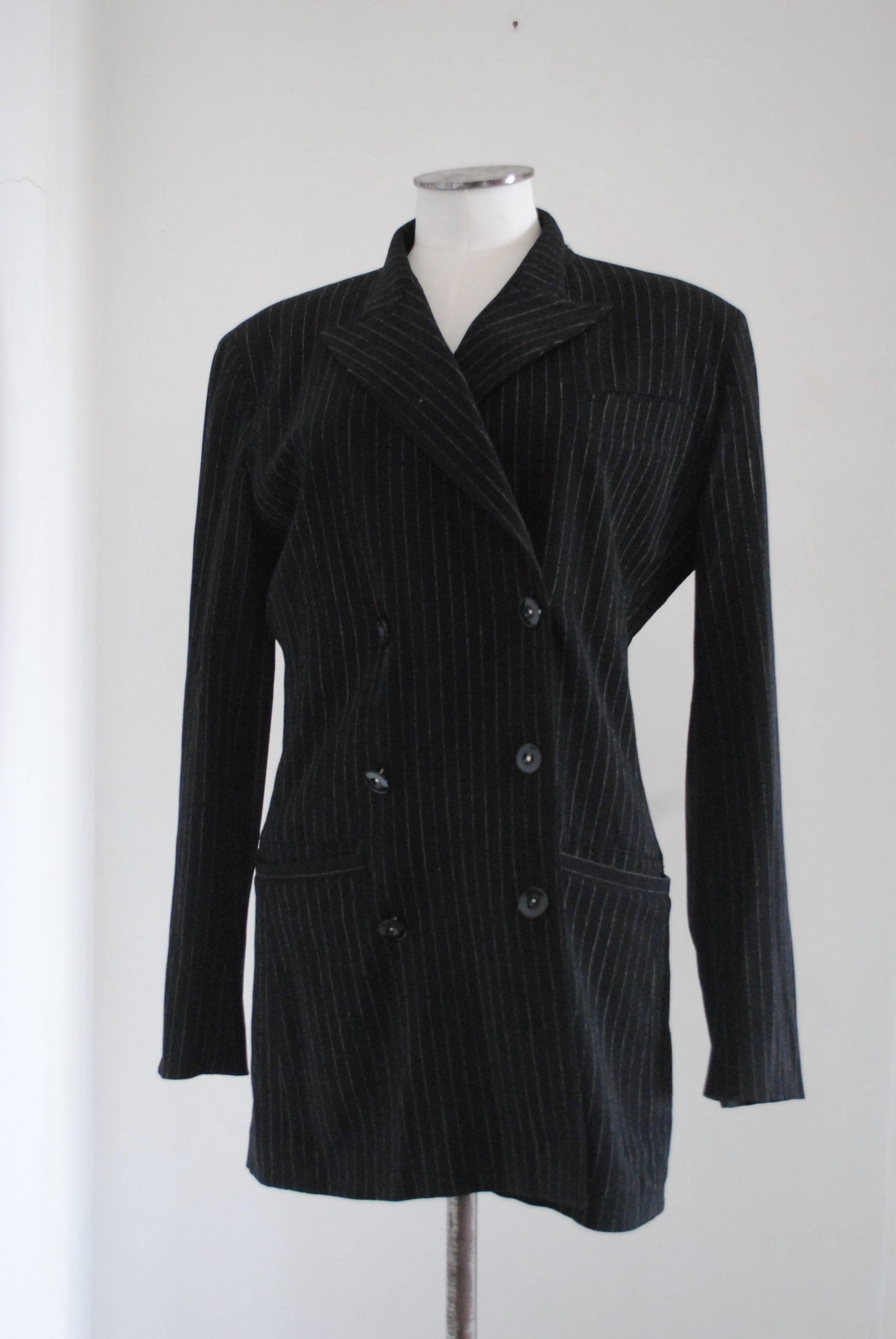 Jean Paul Gaultier Femme Black Stripes Jacket 

totally made in italy in italian size range 44

Composition: Acily and others