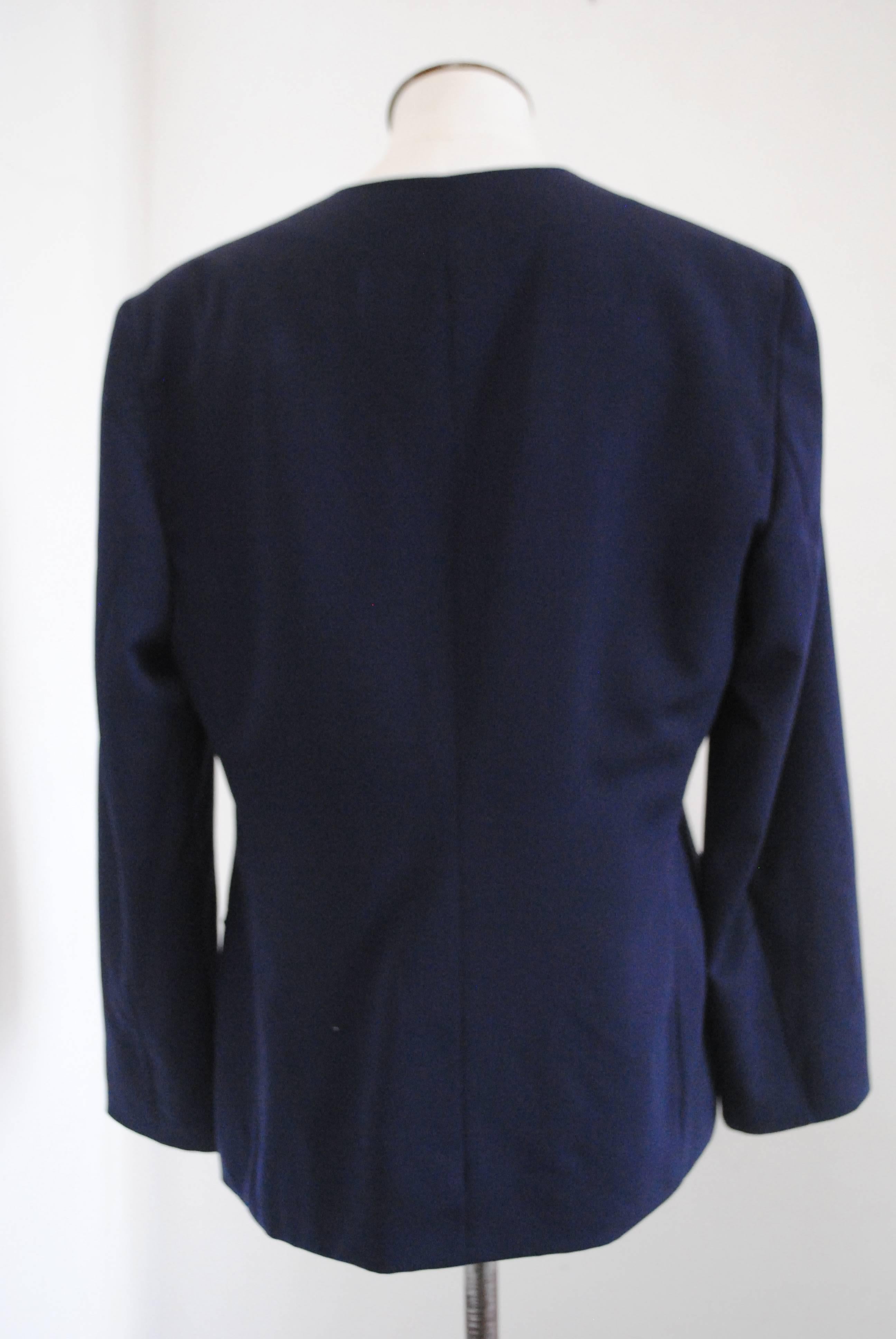 Black Genny by Gianni Versace Blu Wool Gold Bottons Jacket For Sale