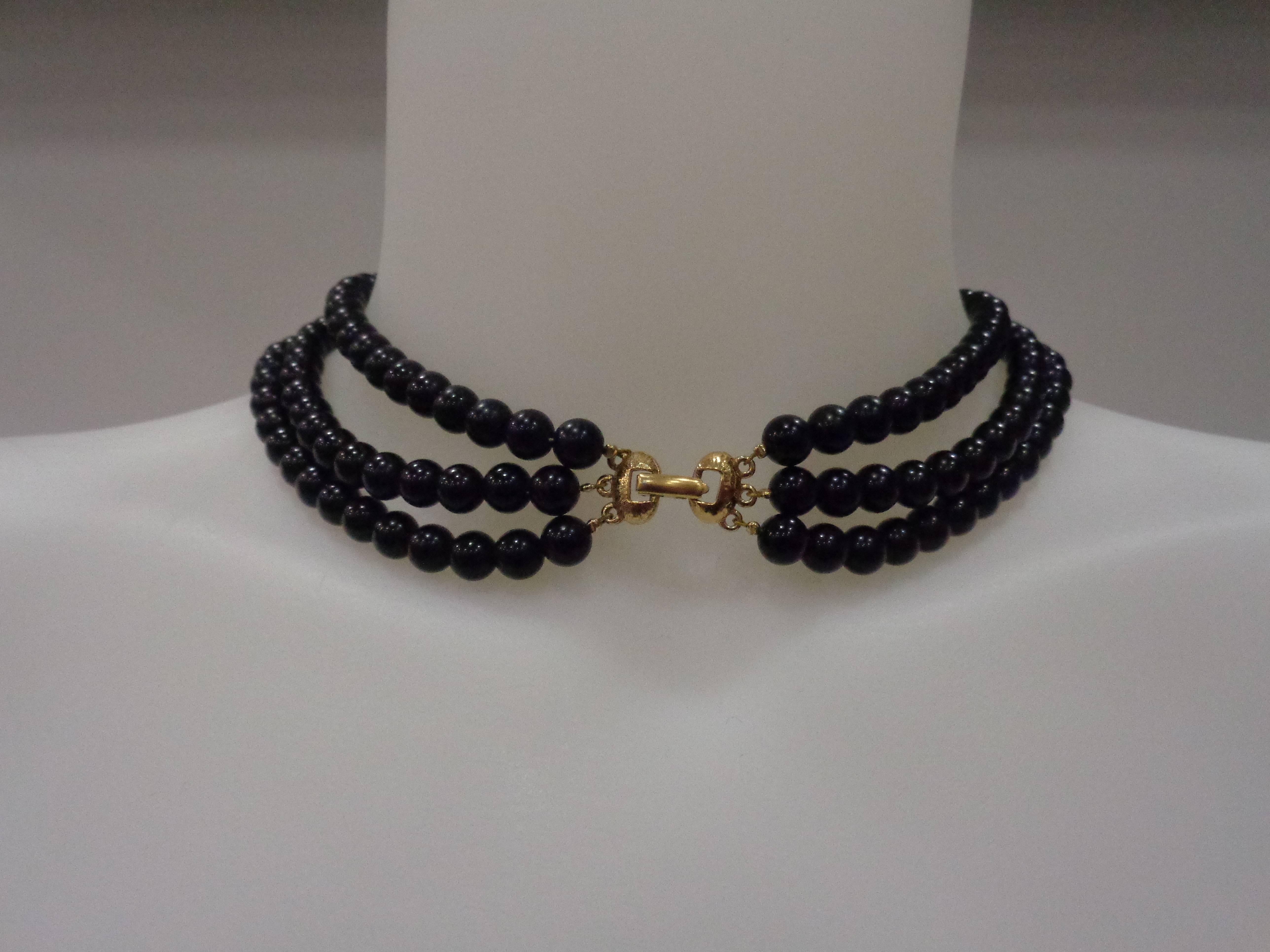 Women's Napier Black Gold Stone Necklace