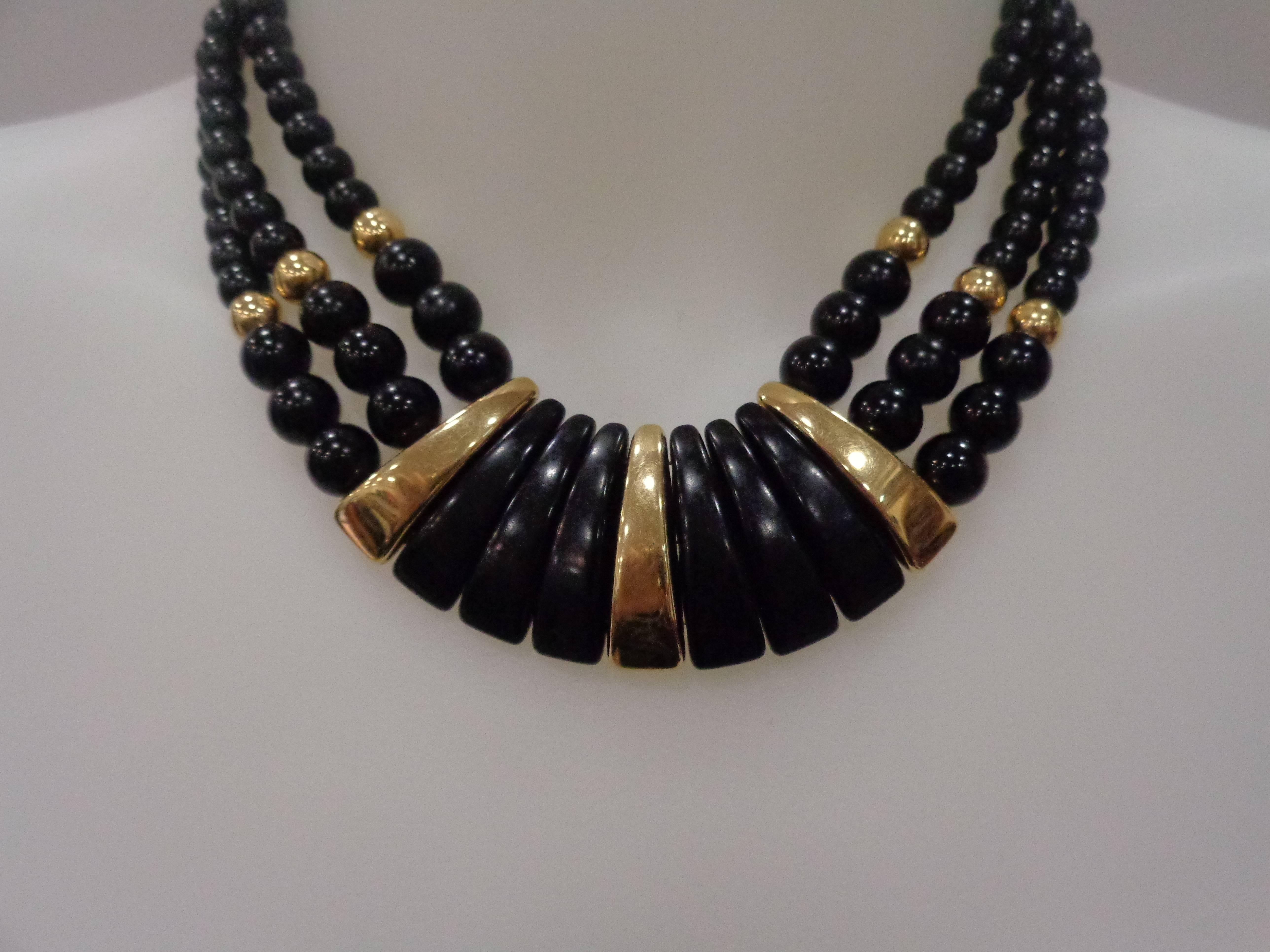 Napier Black Gold Stone Necklace 1