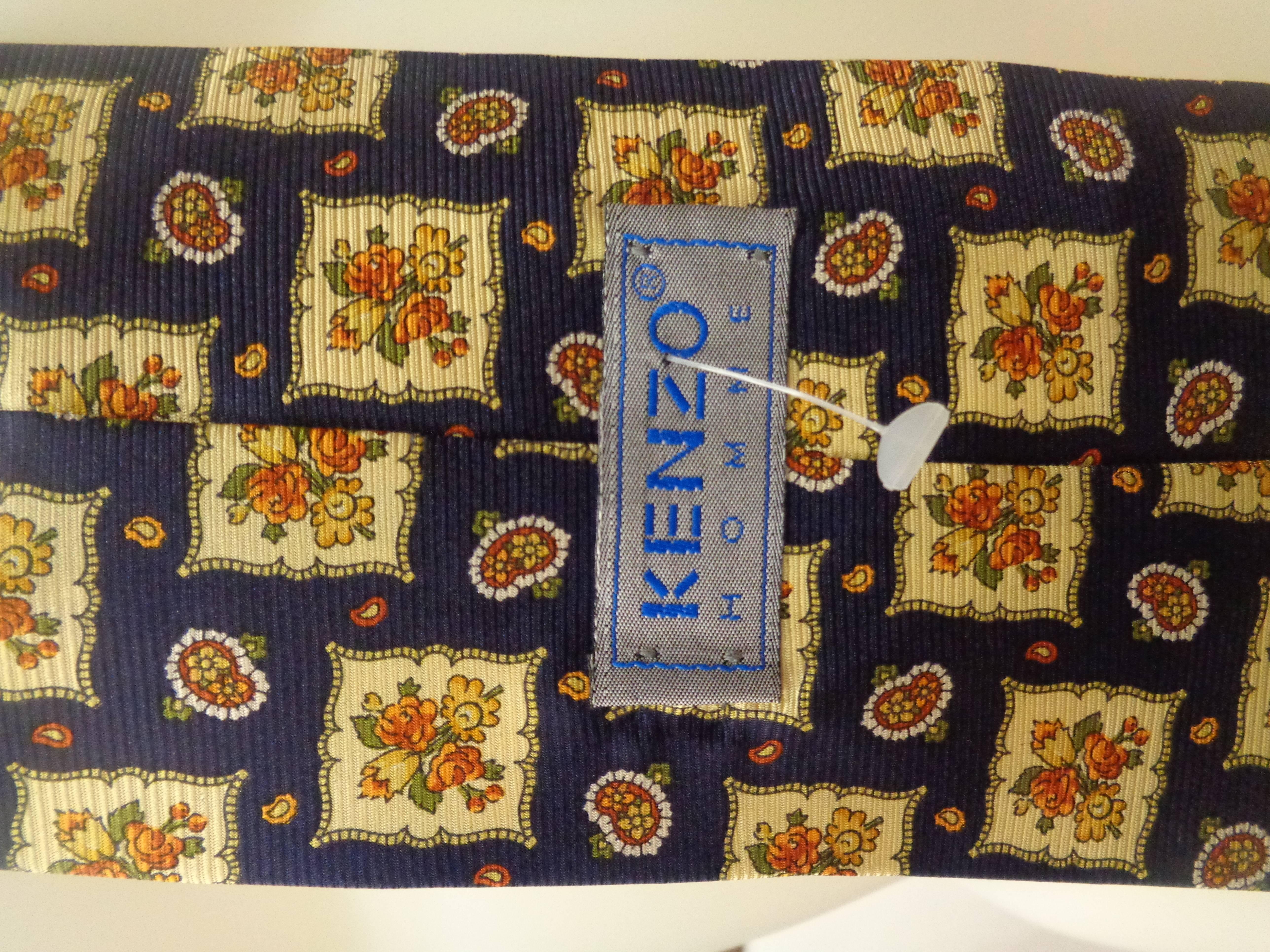 Kenzo blu multicolour silk Tie In Excellent Condition In Capri, IT