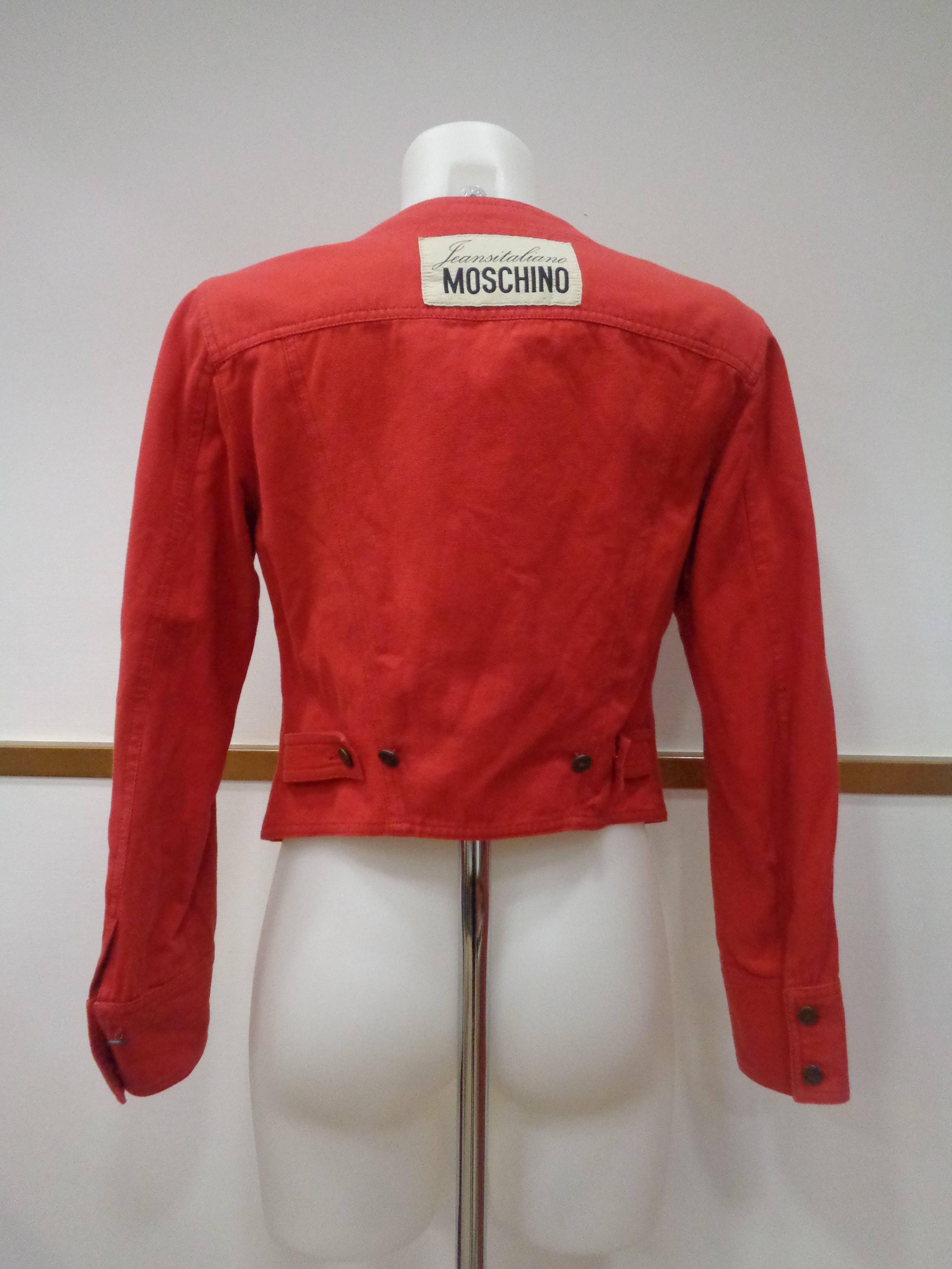 Moschino Jeans by Moschino Red Cotton Jacket 2