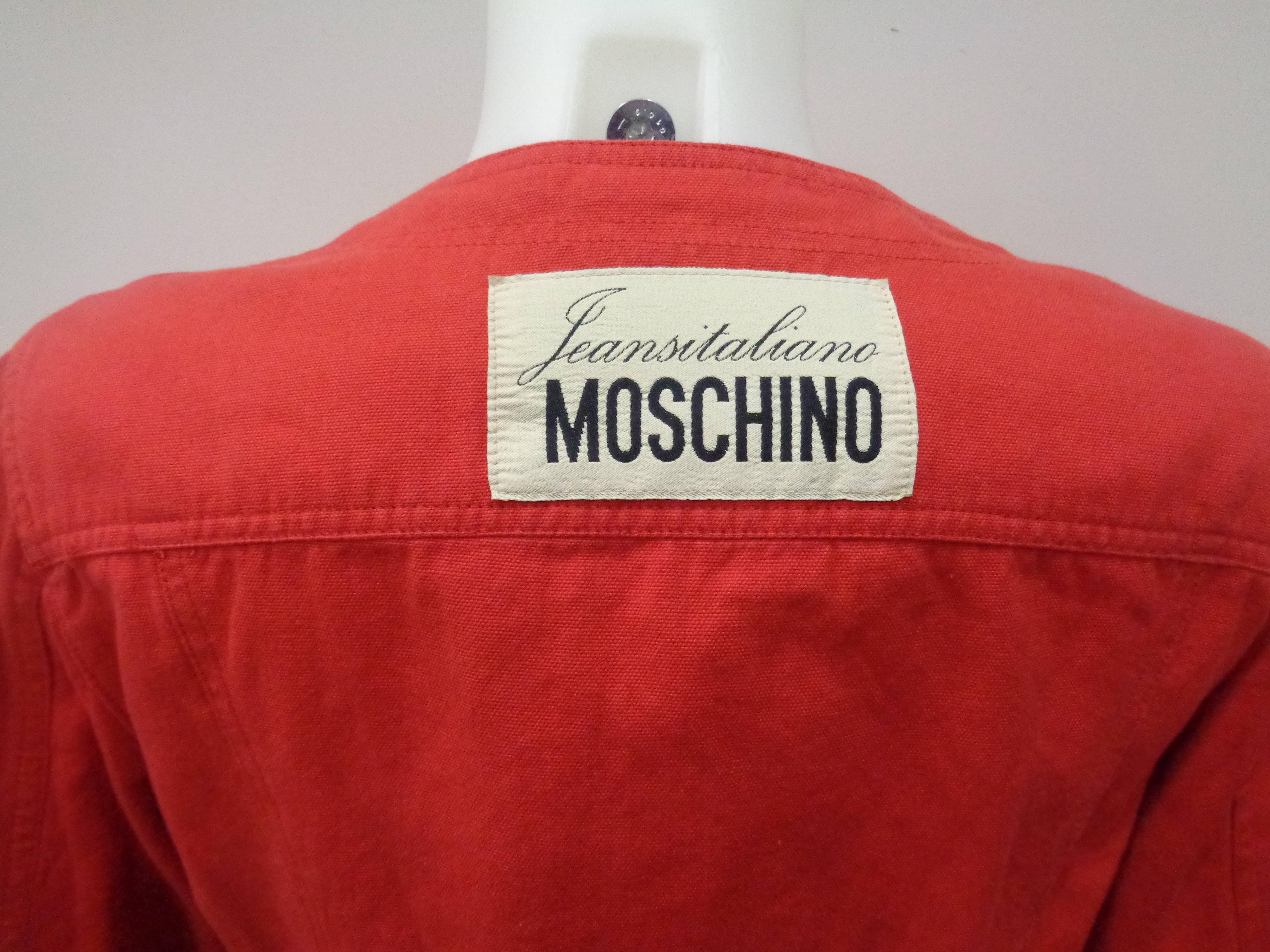 Moschino Jeans by Moschino Red Cotton Jacket 1