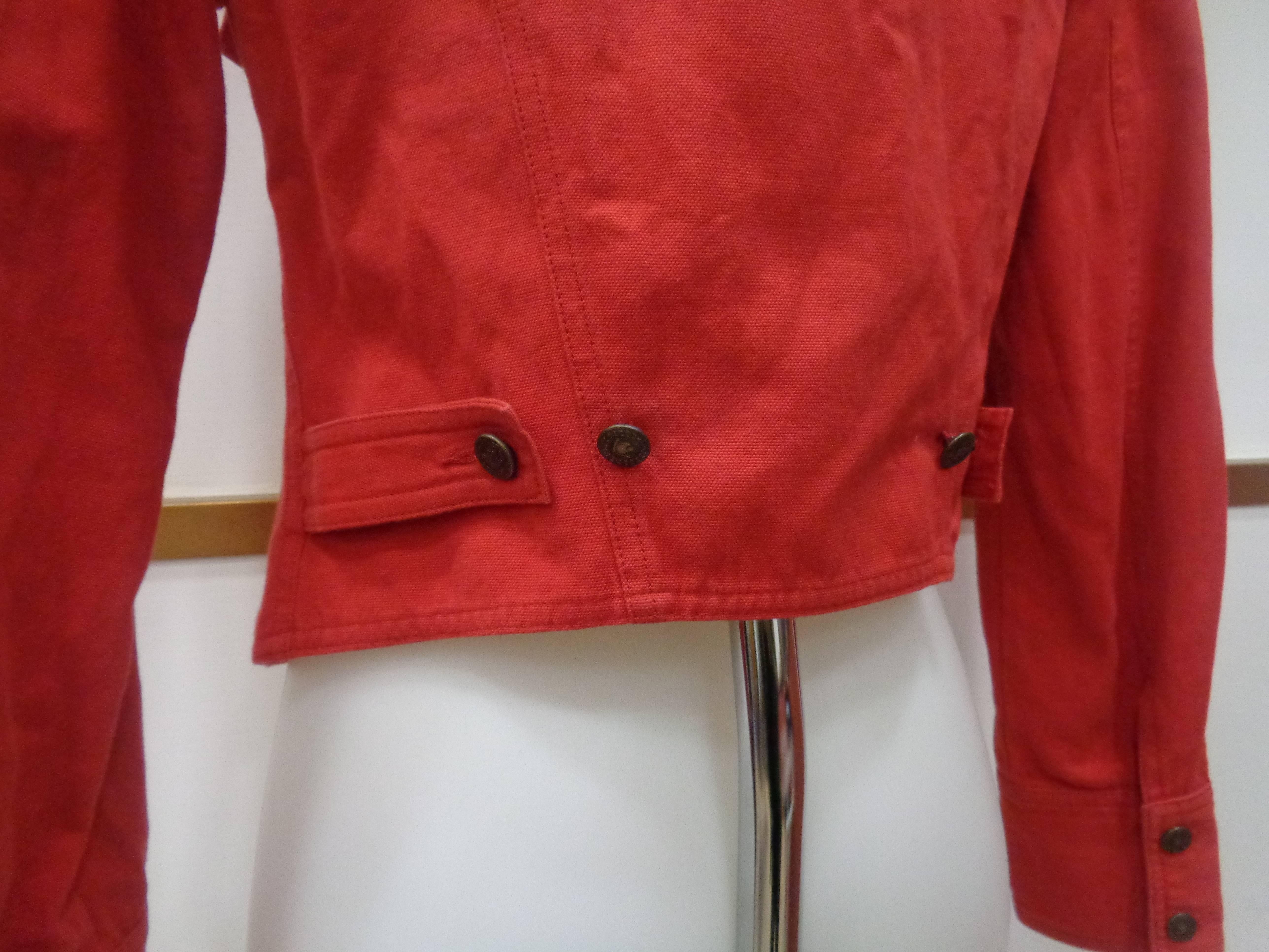Moschino Jeans by Moschino Red Cotton Jacket 3
