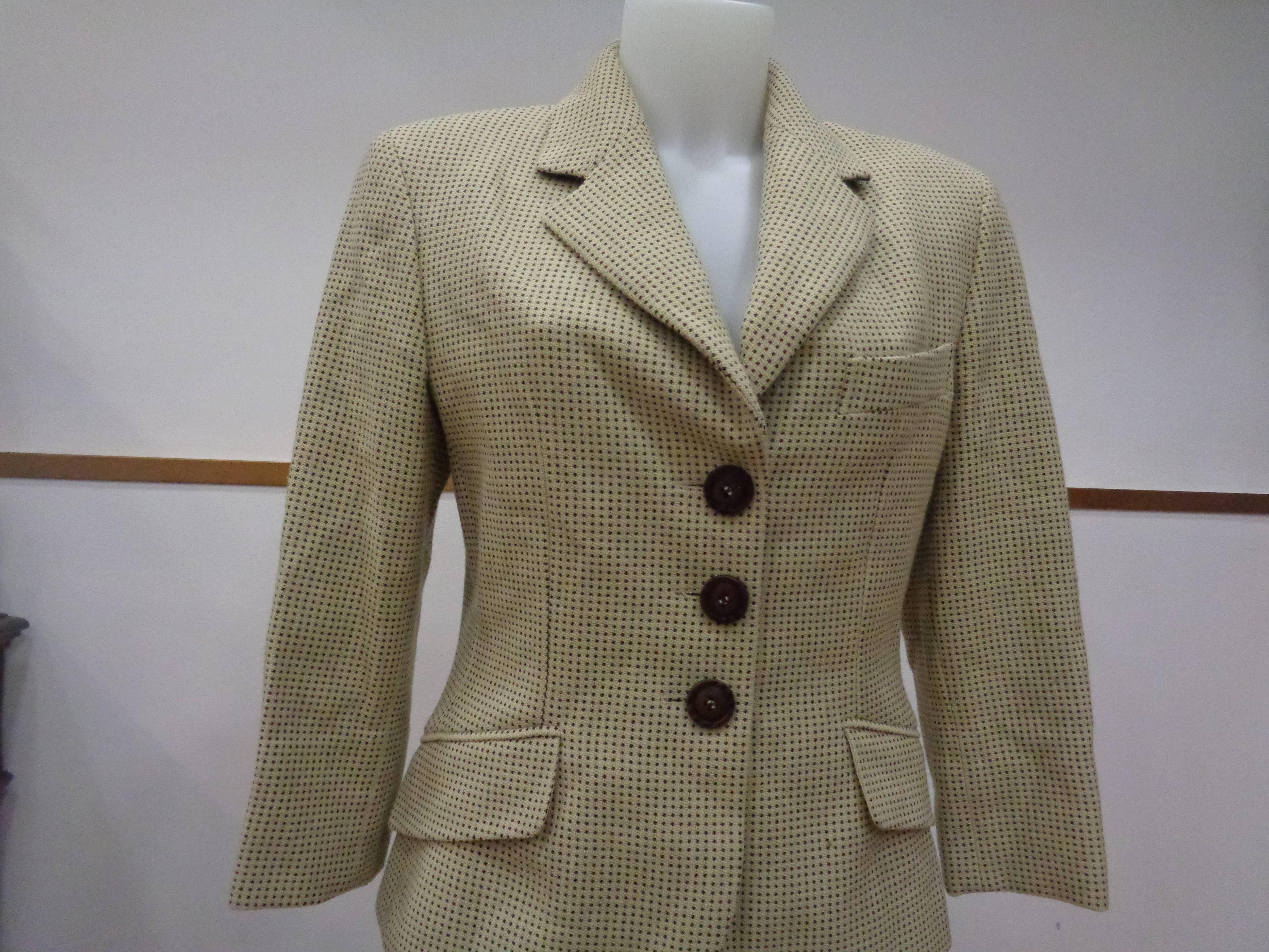 Moschino Couture Beije Wool Skirt Suit In Excellent Condition For Sale In Capri, IT