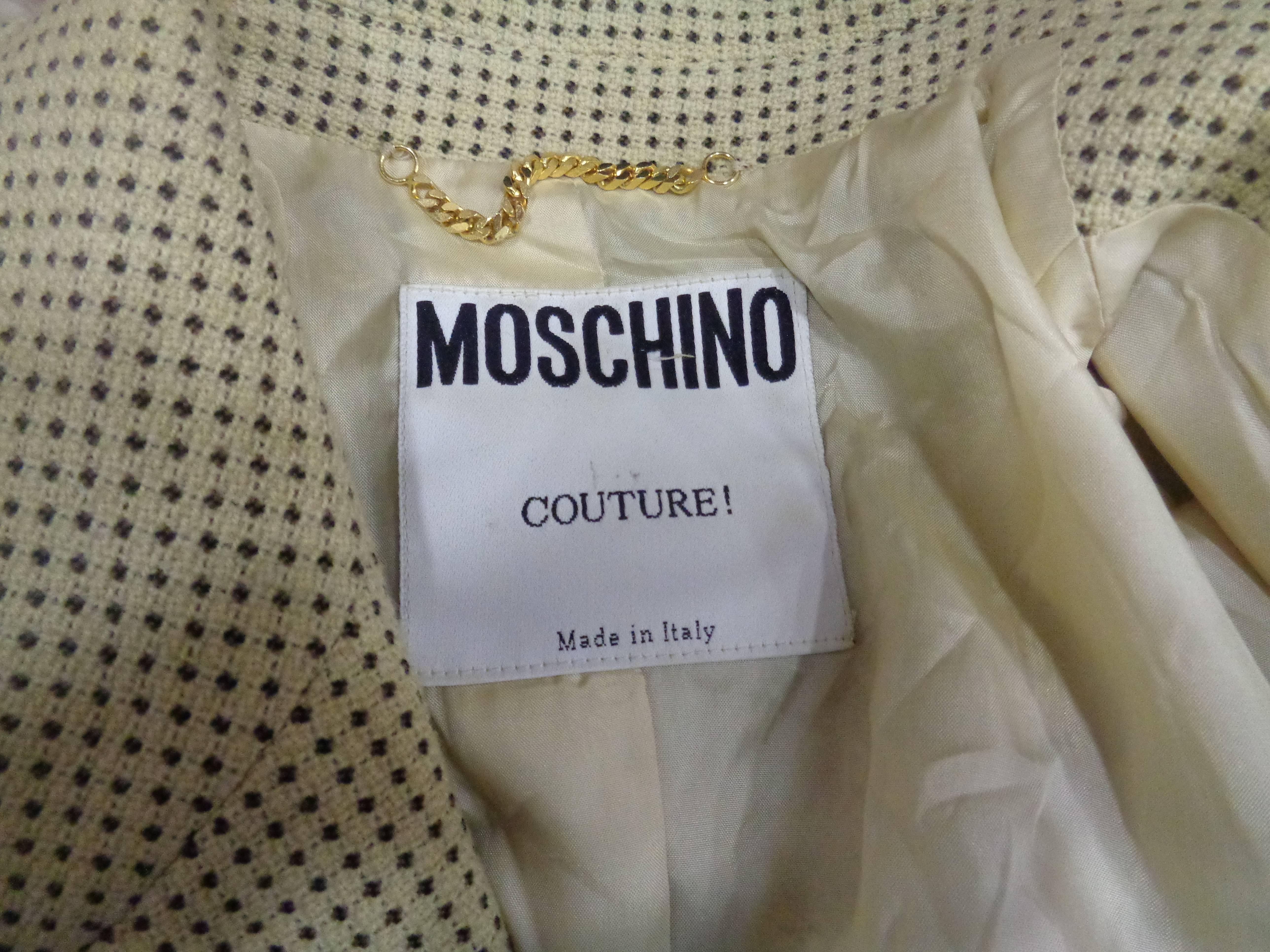 Tailleur jupe en laine beige Moschino Couture en vente 2