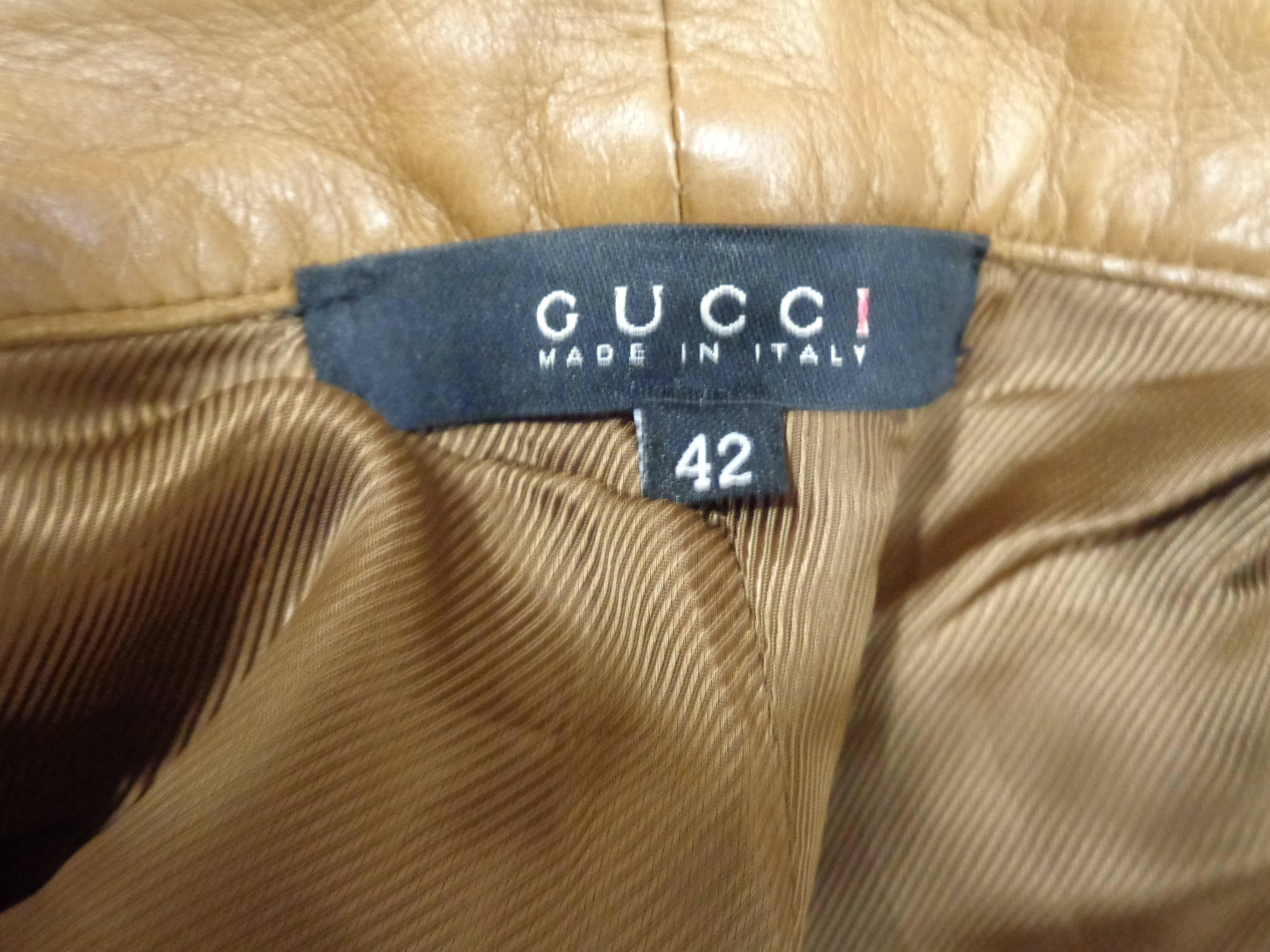 Gucci by Tom Ford Brown Leather Trousers In Good Condition In Capri, IT