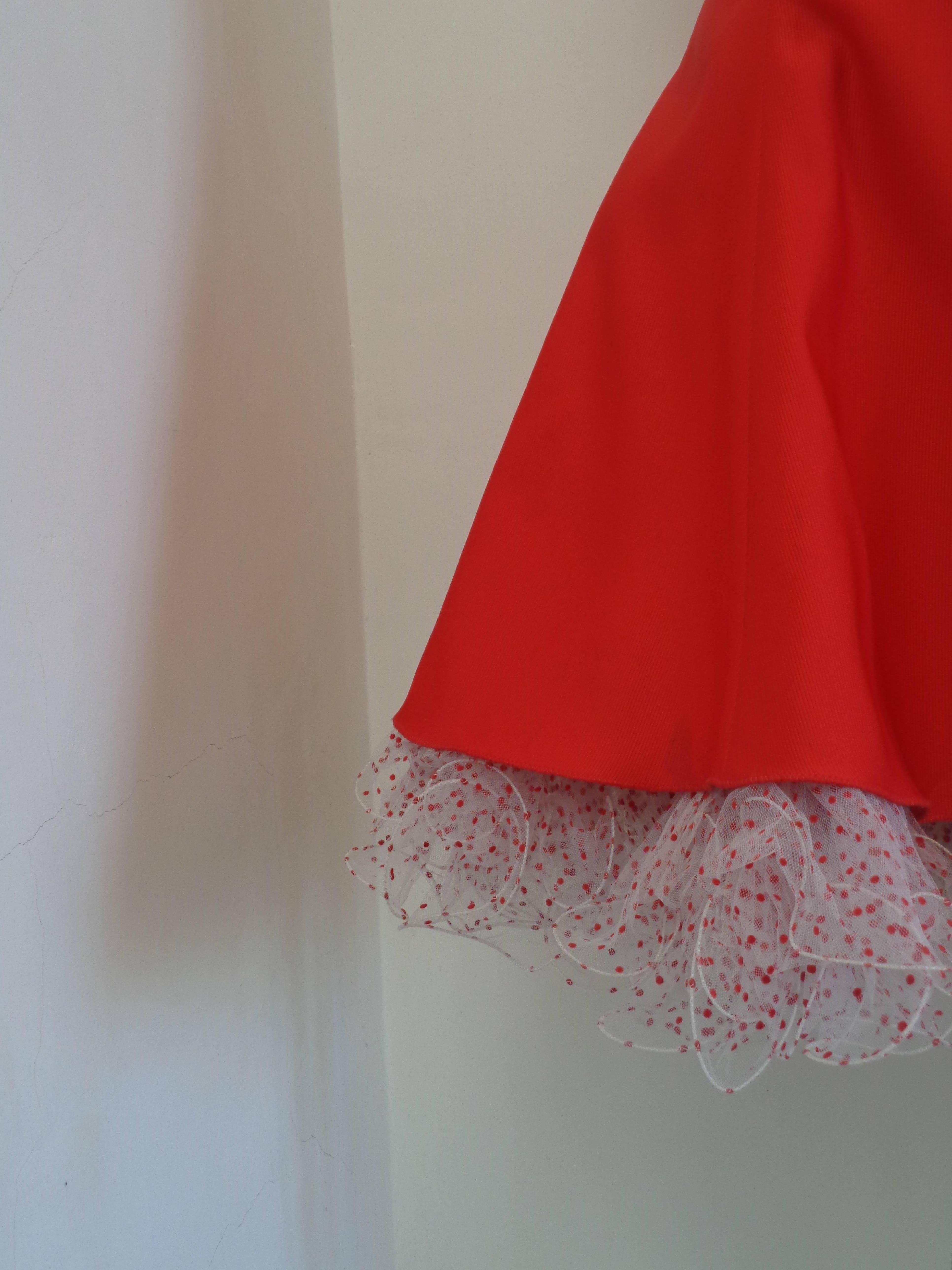 Vintage Red Minidress with pois volant
