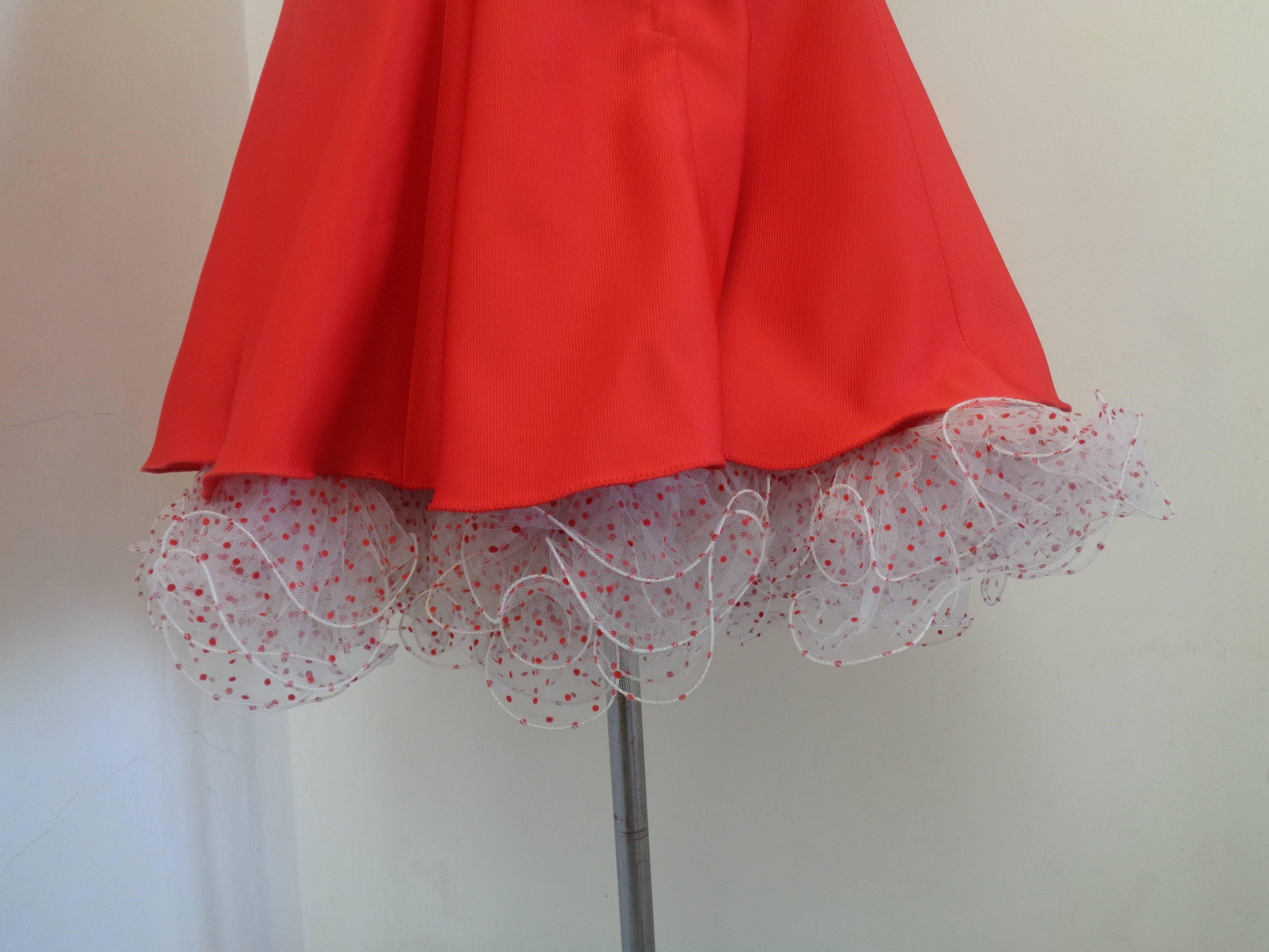 Vintage Red Minidress with pois volant 1