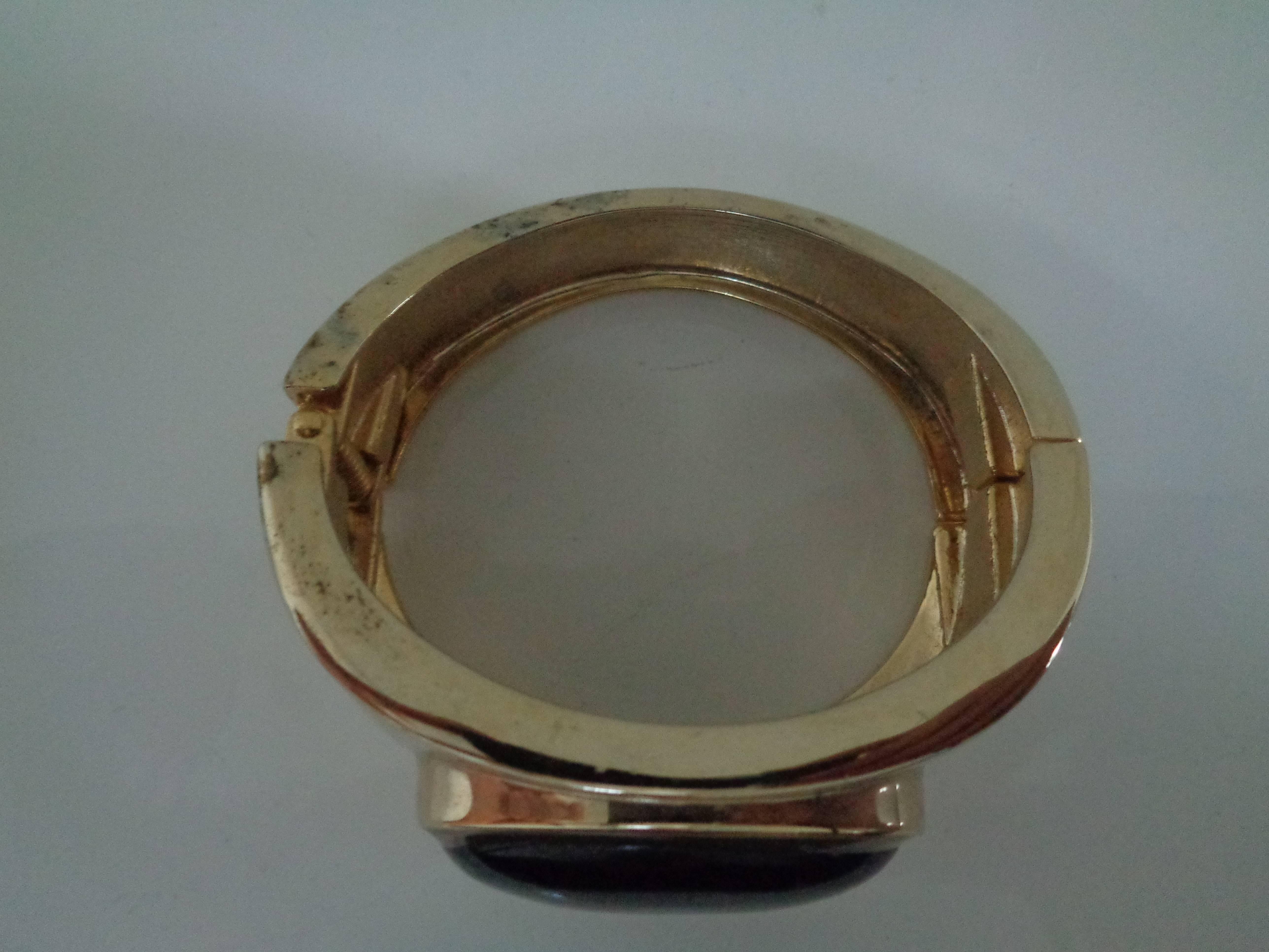 Vintage Gold brown stone bangle bracelet In Excellent Condition In Capri, IT