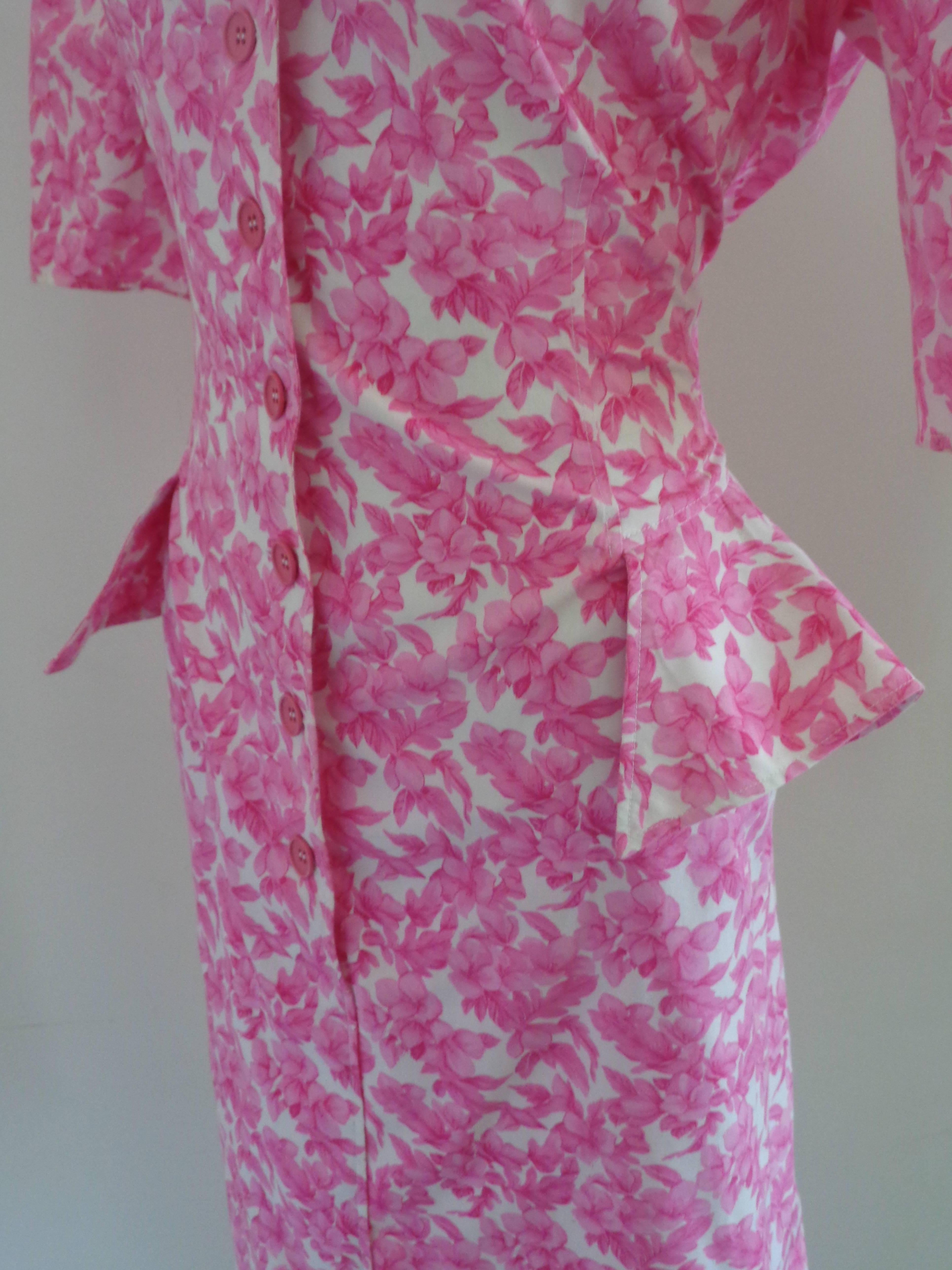 Pink Ungaro Solo Donna Paris White pink flower dress