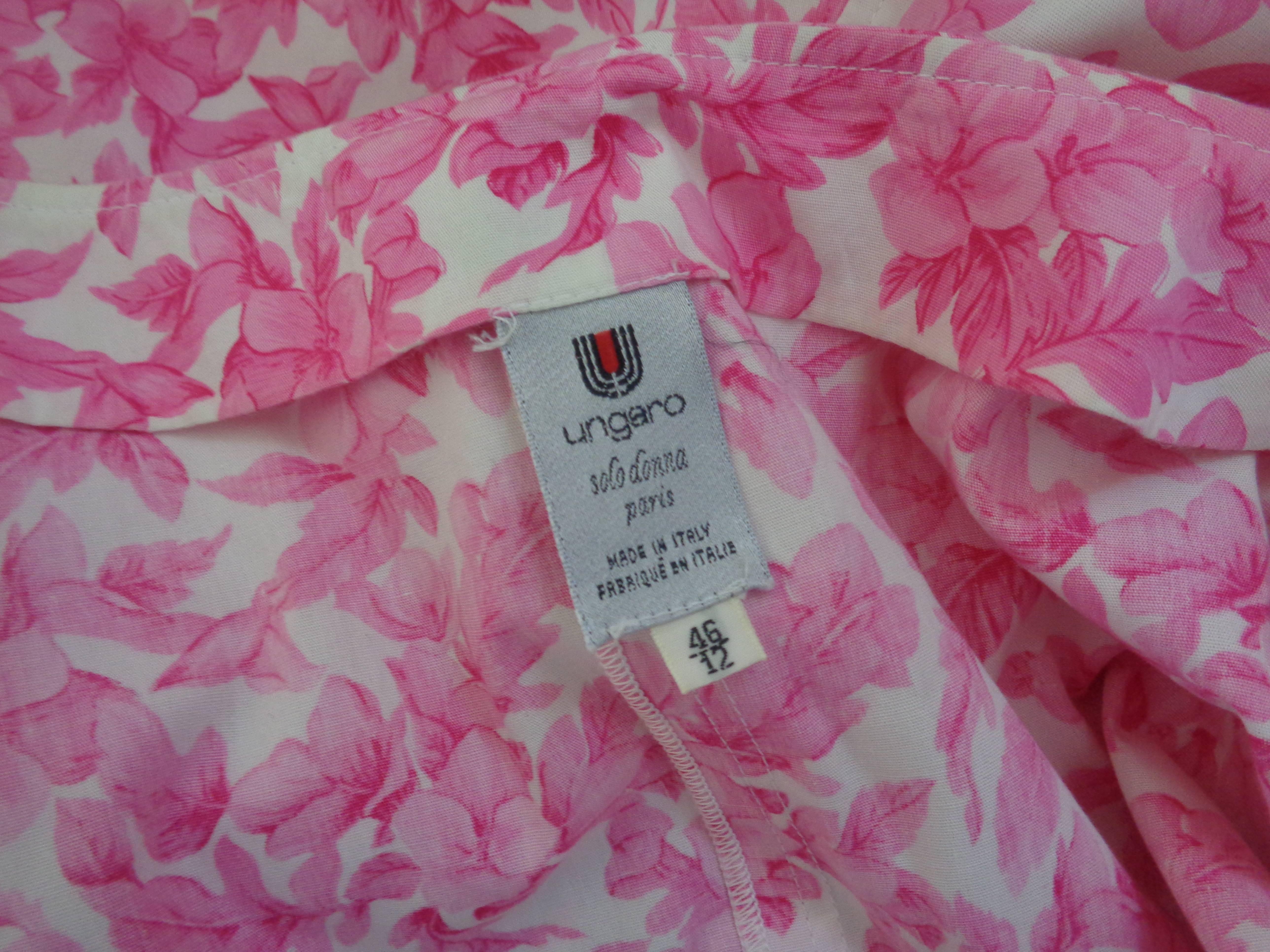 Women's Ungaro Solo Donna Paris White pink flower dress