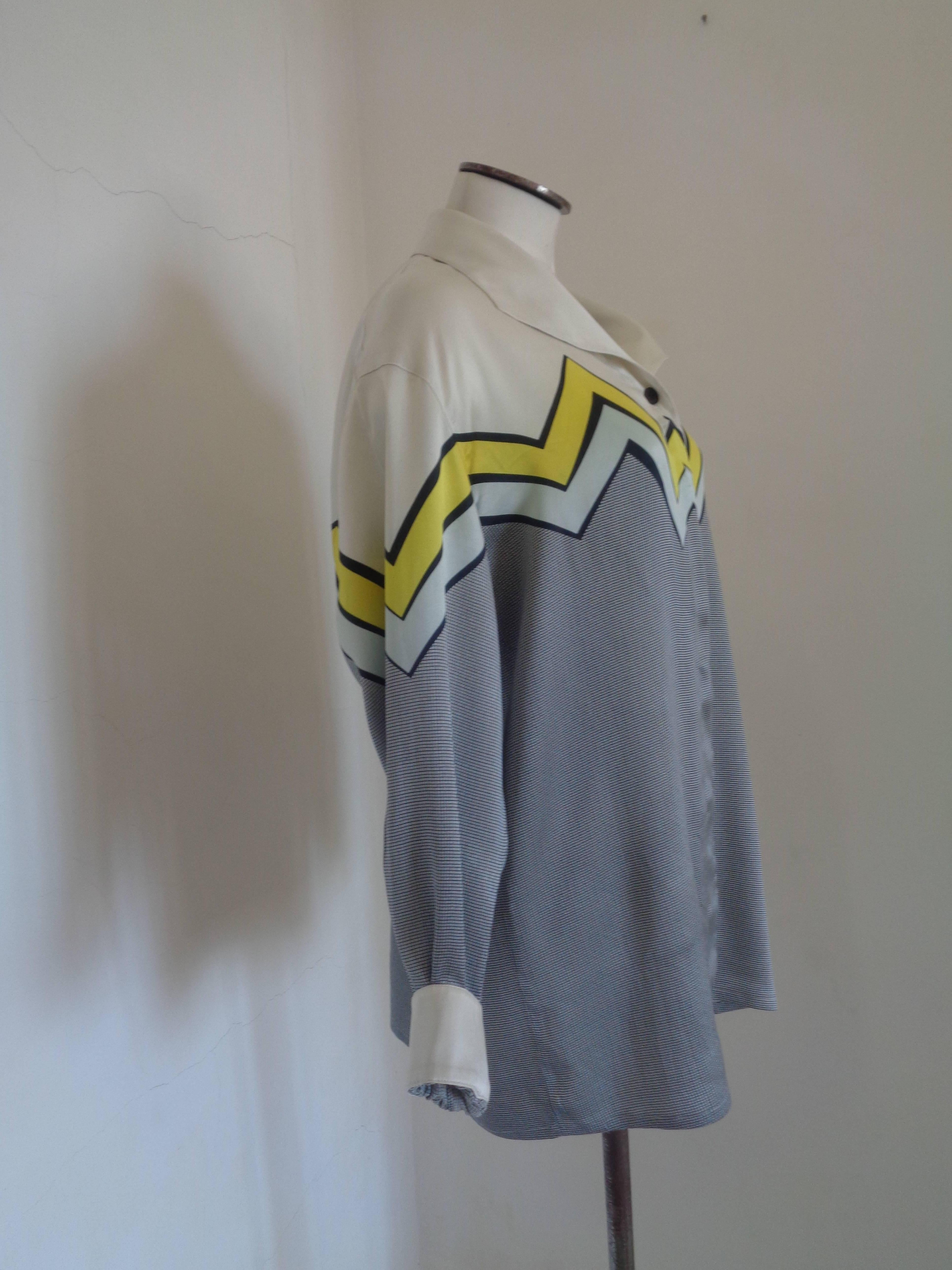 Gray Escada by Margaretha Ley Silk Shirt For Sale