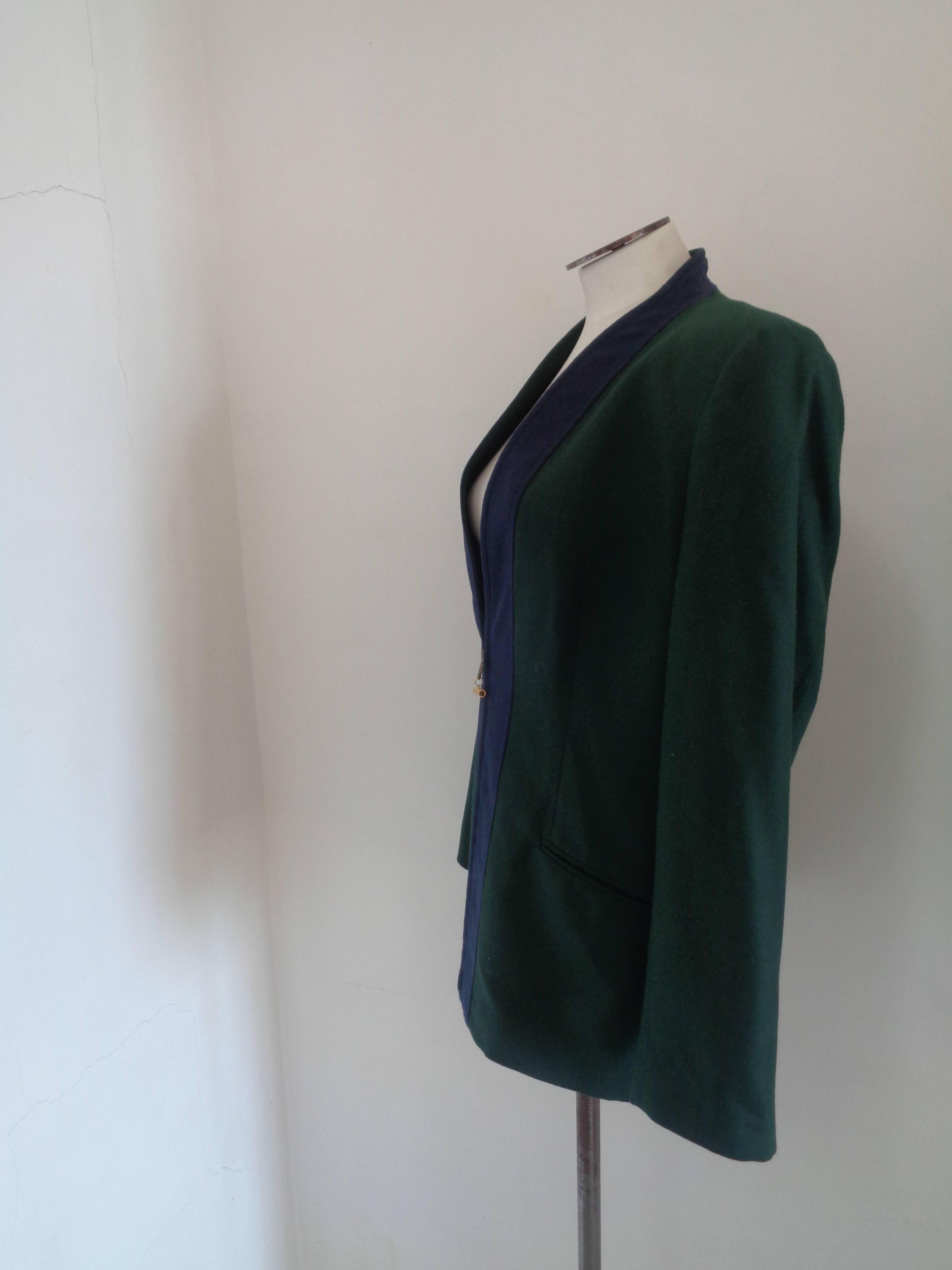 Forma Zero by Gianfranco Ferre Green Blu Wool Sweater In Excellent Condition In Capri, IT