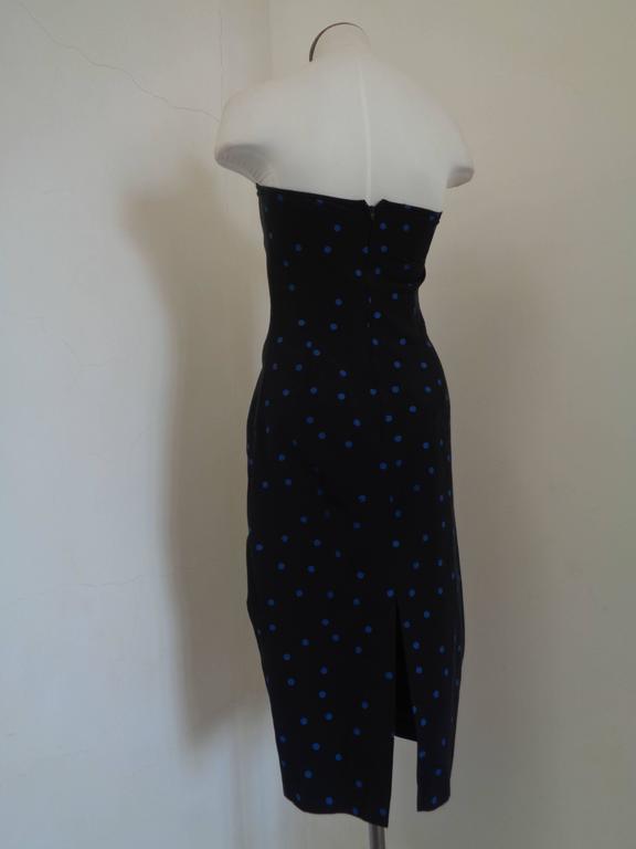 1980s Black blu Pois Dress For Sale at 1stDibs