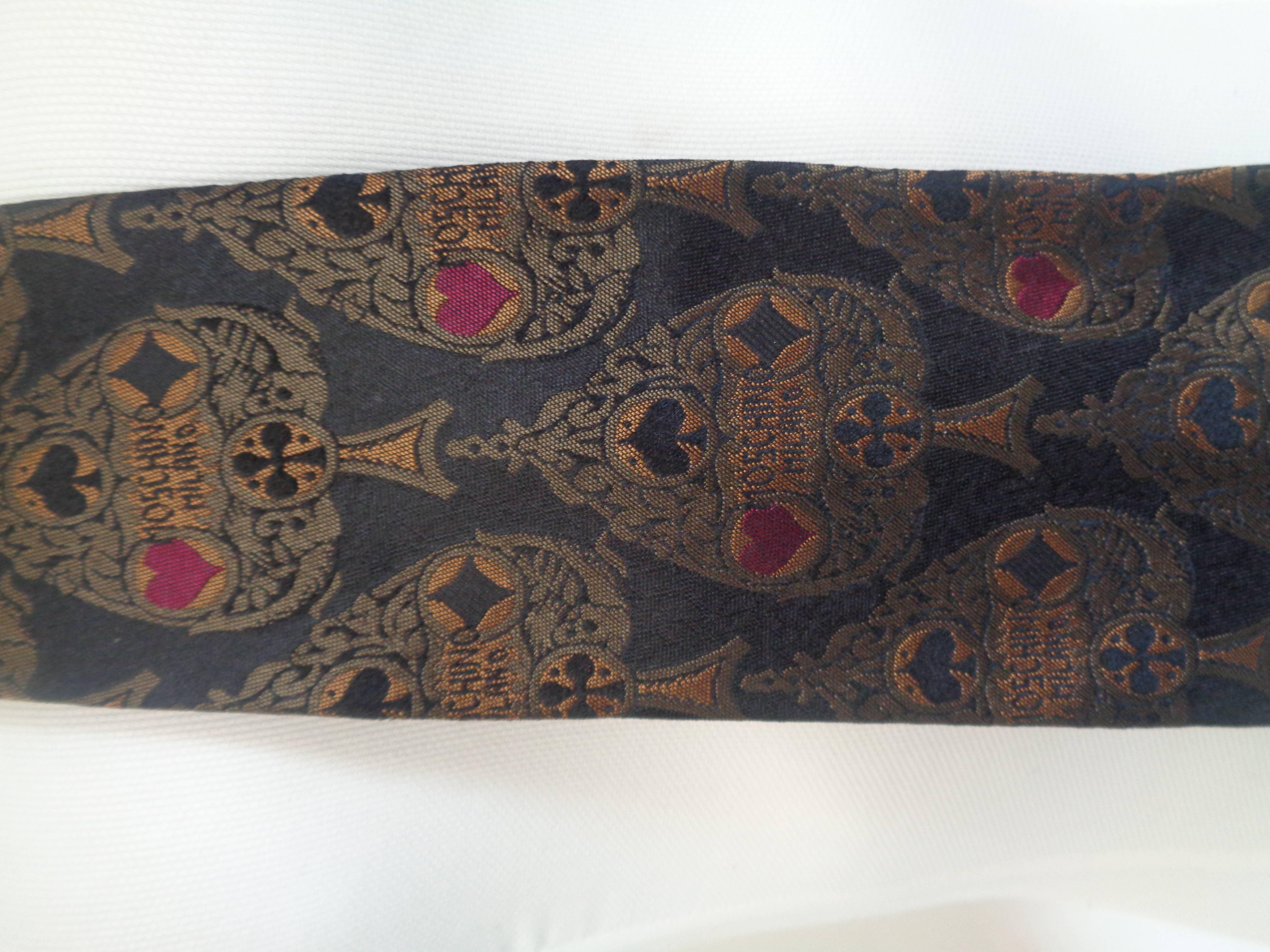 Black Moschino Vintage Silk Hearts Tie