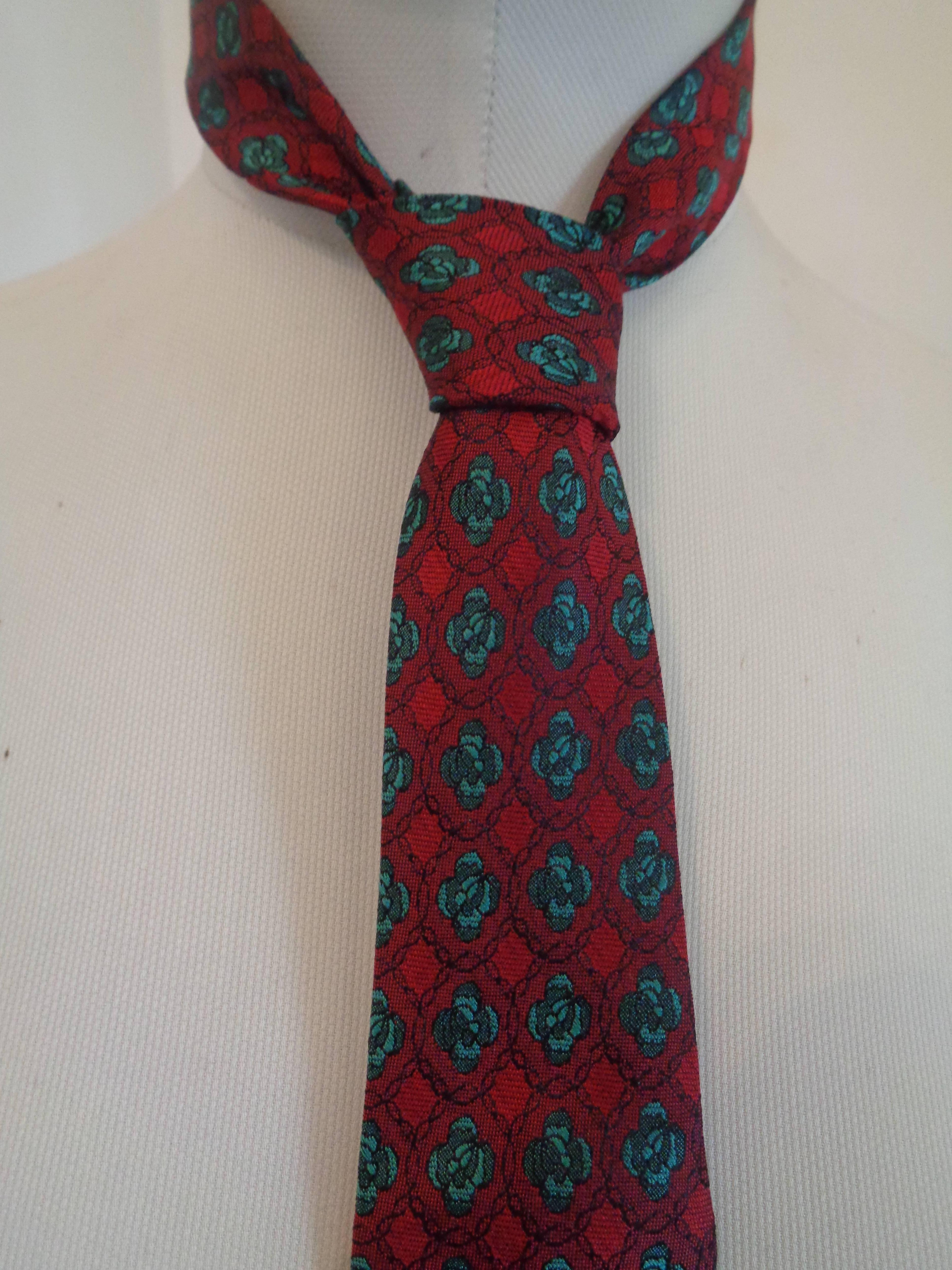 Black Borsalino Red Green flower Silk tie