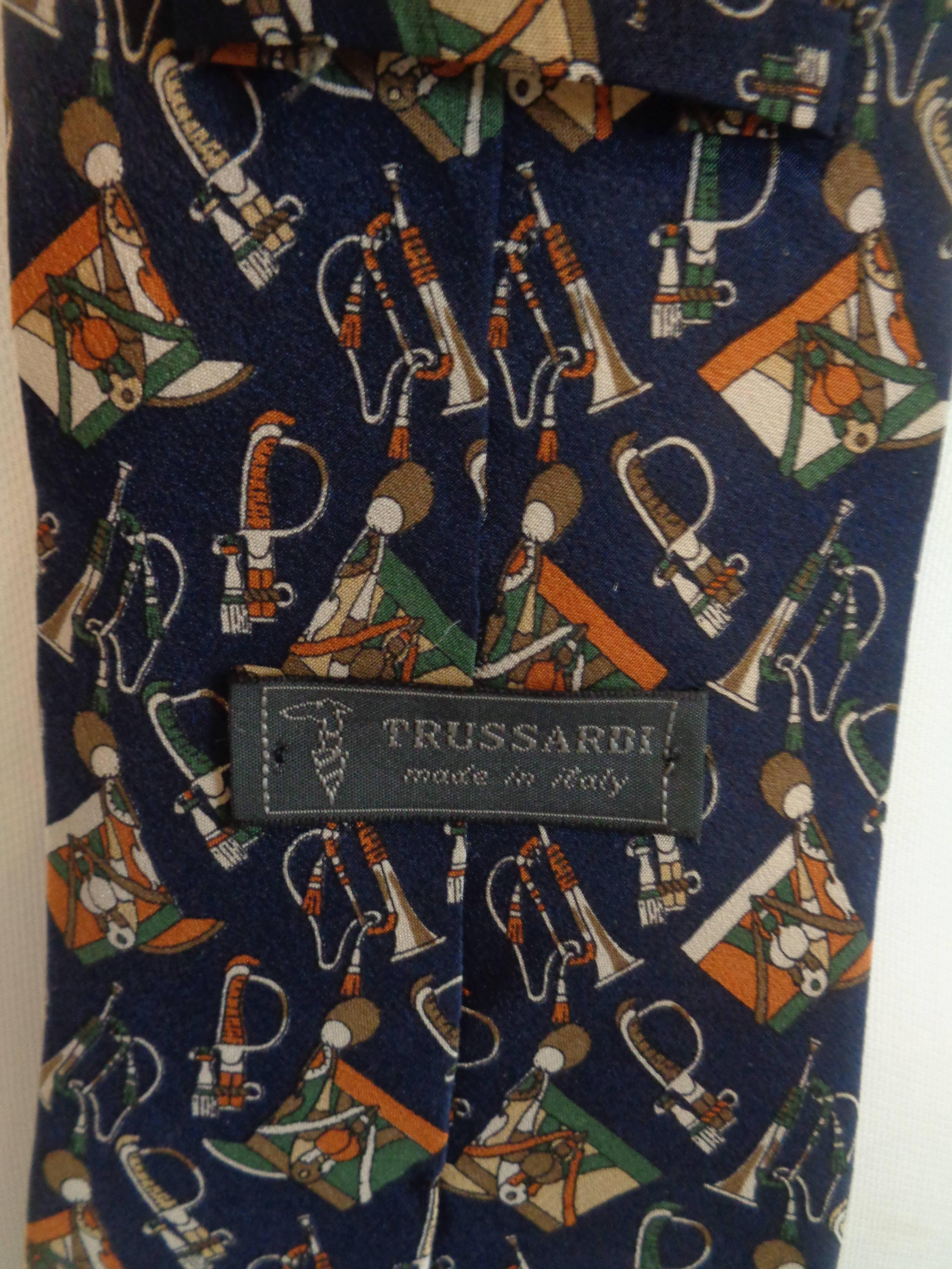 Women's or Men's Trussardi Blu multicolour silk Tie