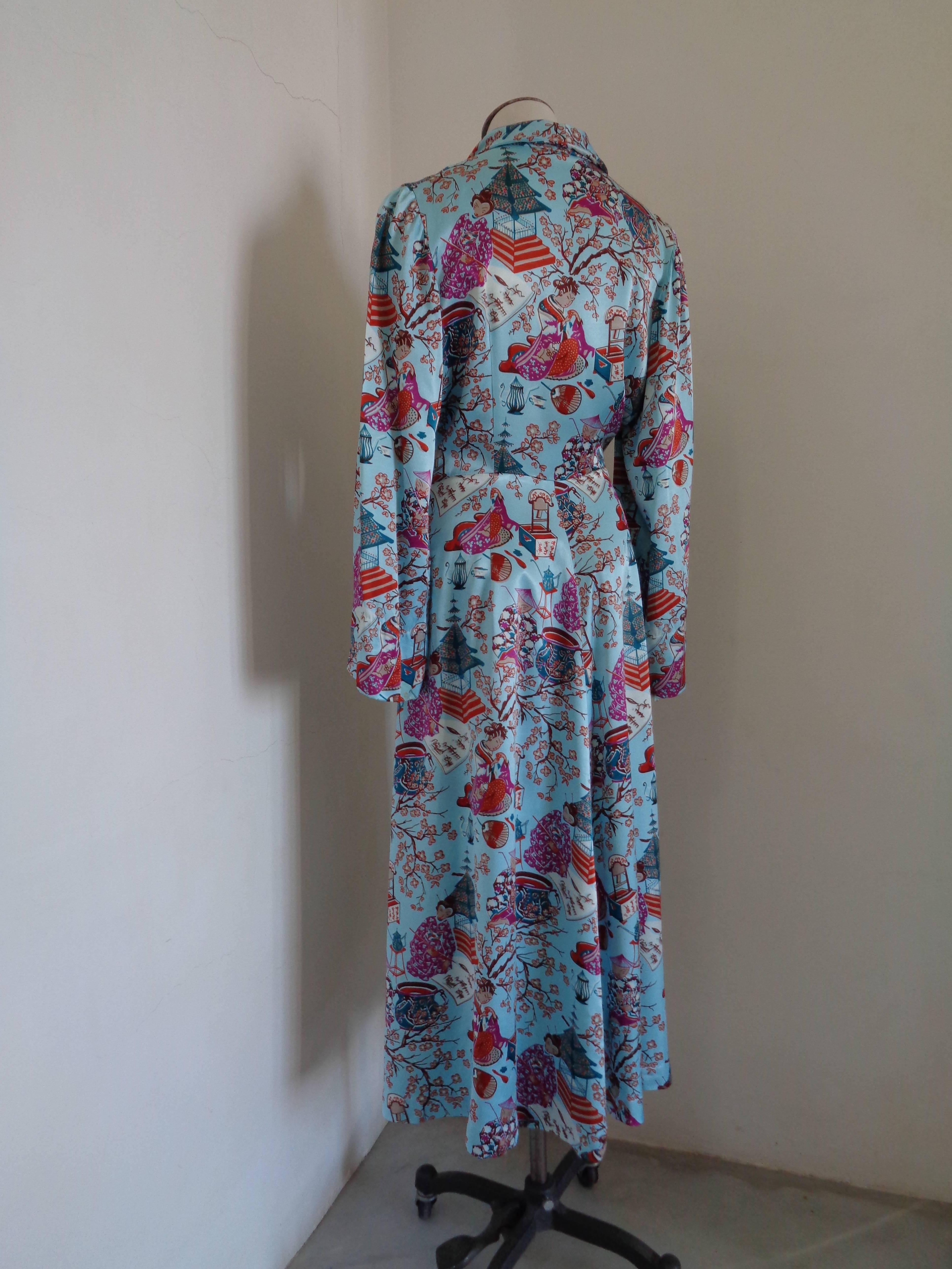 Women's Light Blu multicolour Silk Kimono
