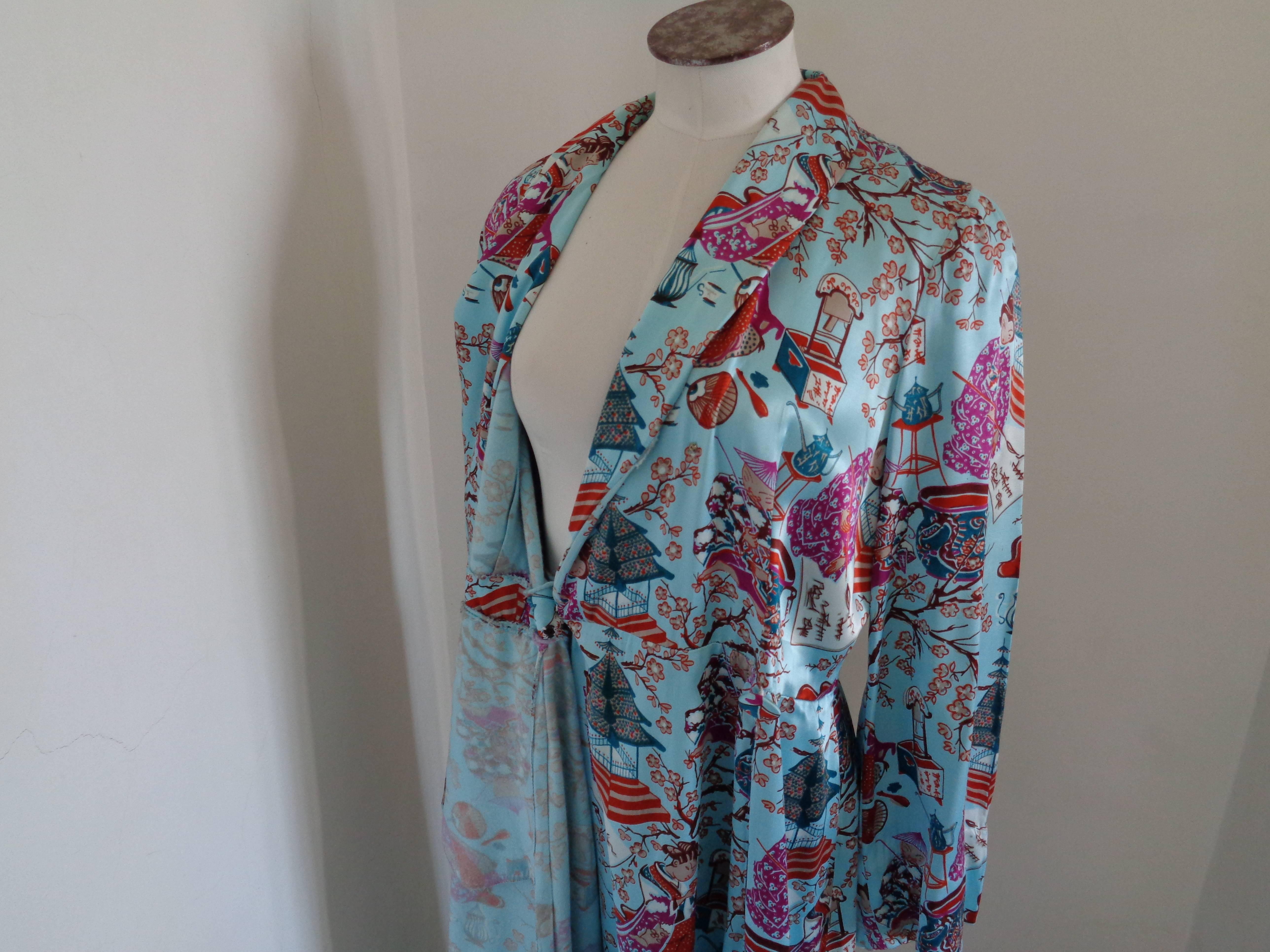 Light Blu multicolour Silk Kimono 2